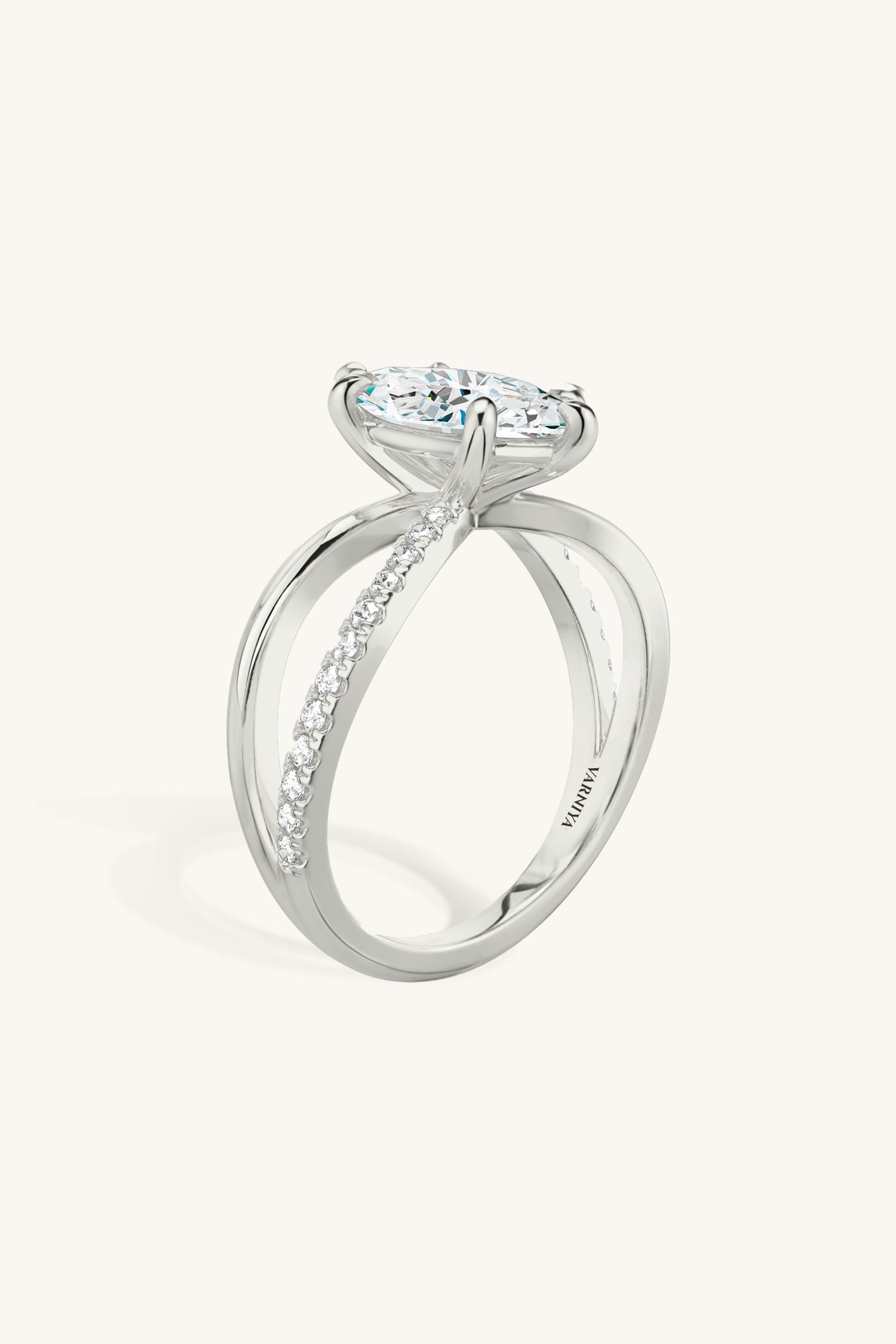 Luisa Marquise Solitaire Pavé Ring