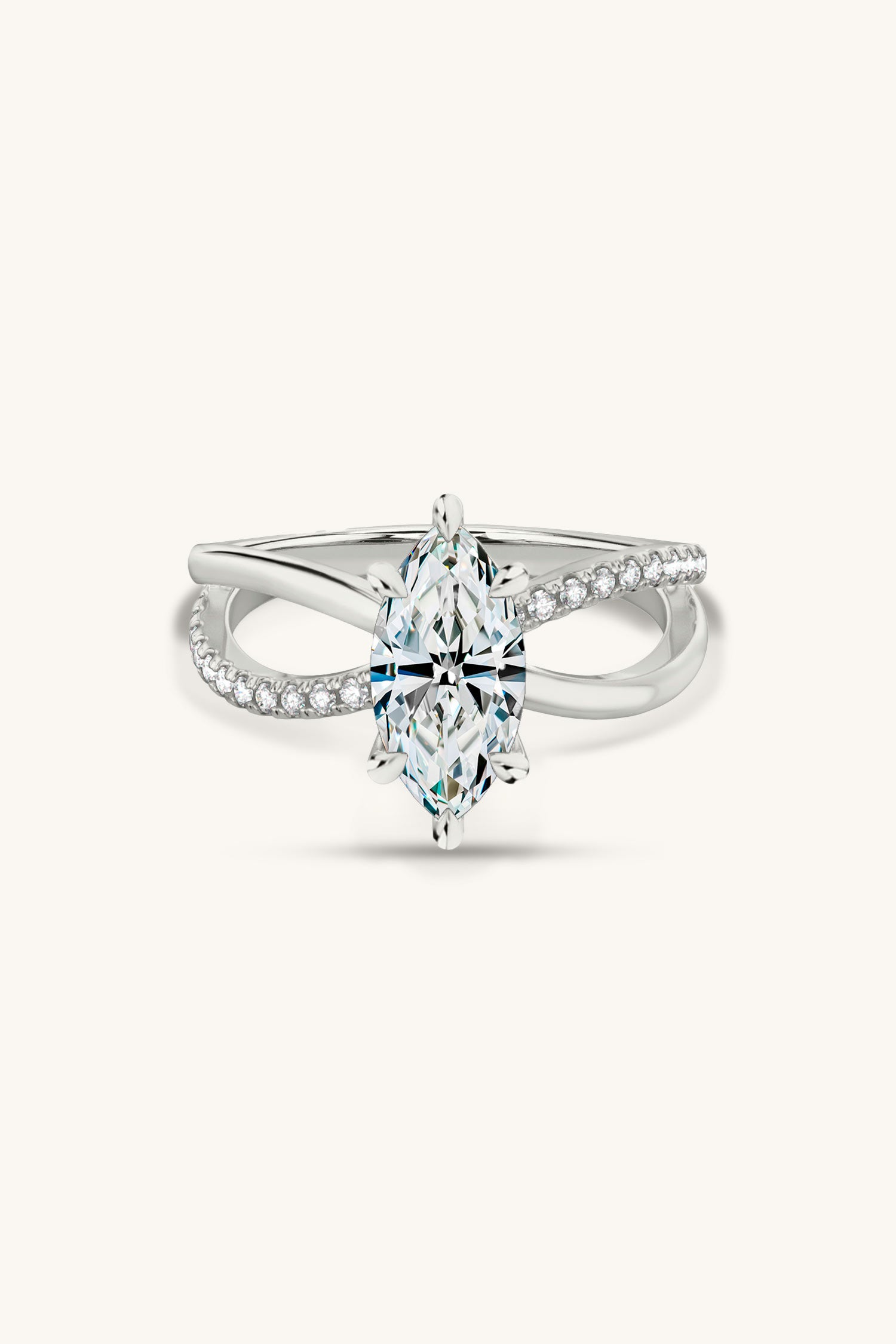 Luisa Marquise Solitaire Pavé Ring