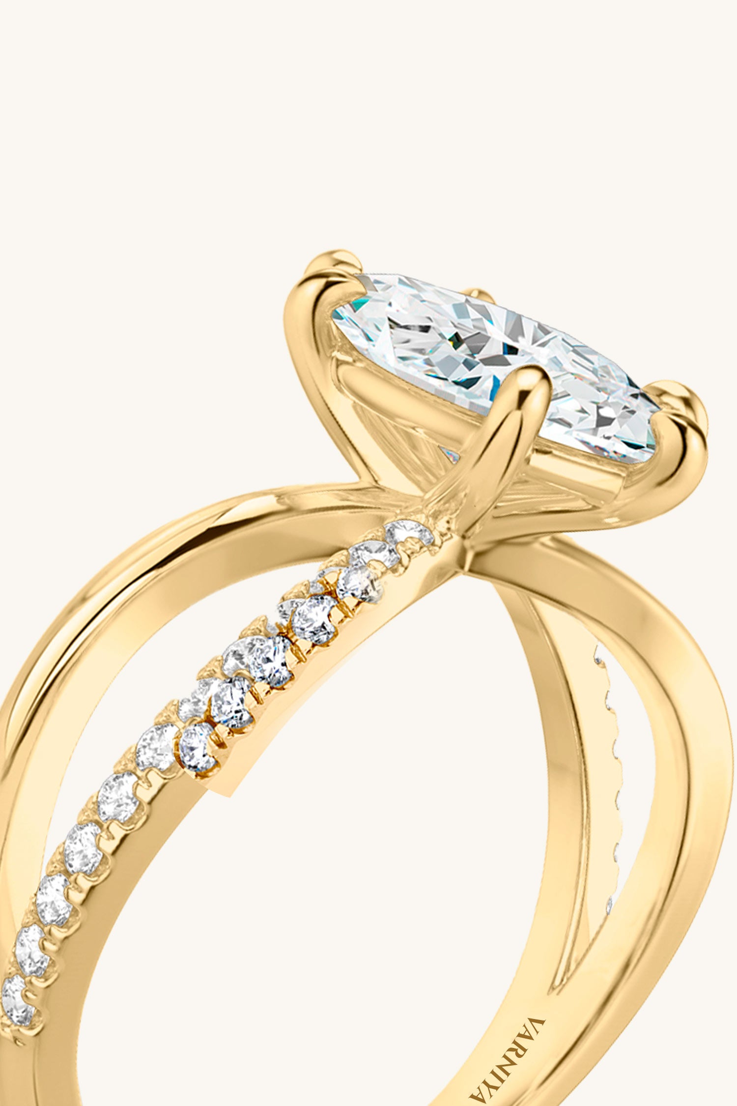 Luisa Marquise Solitaire Pavé Ring