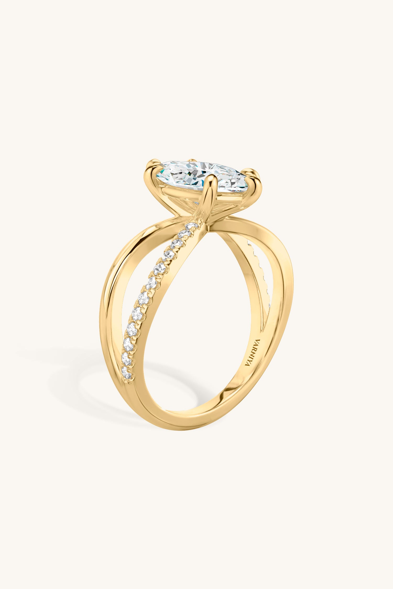 Luisa Marquise Solitaire Pavé Ring