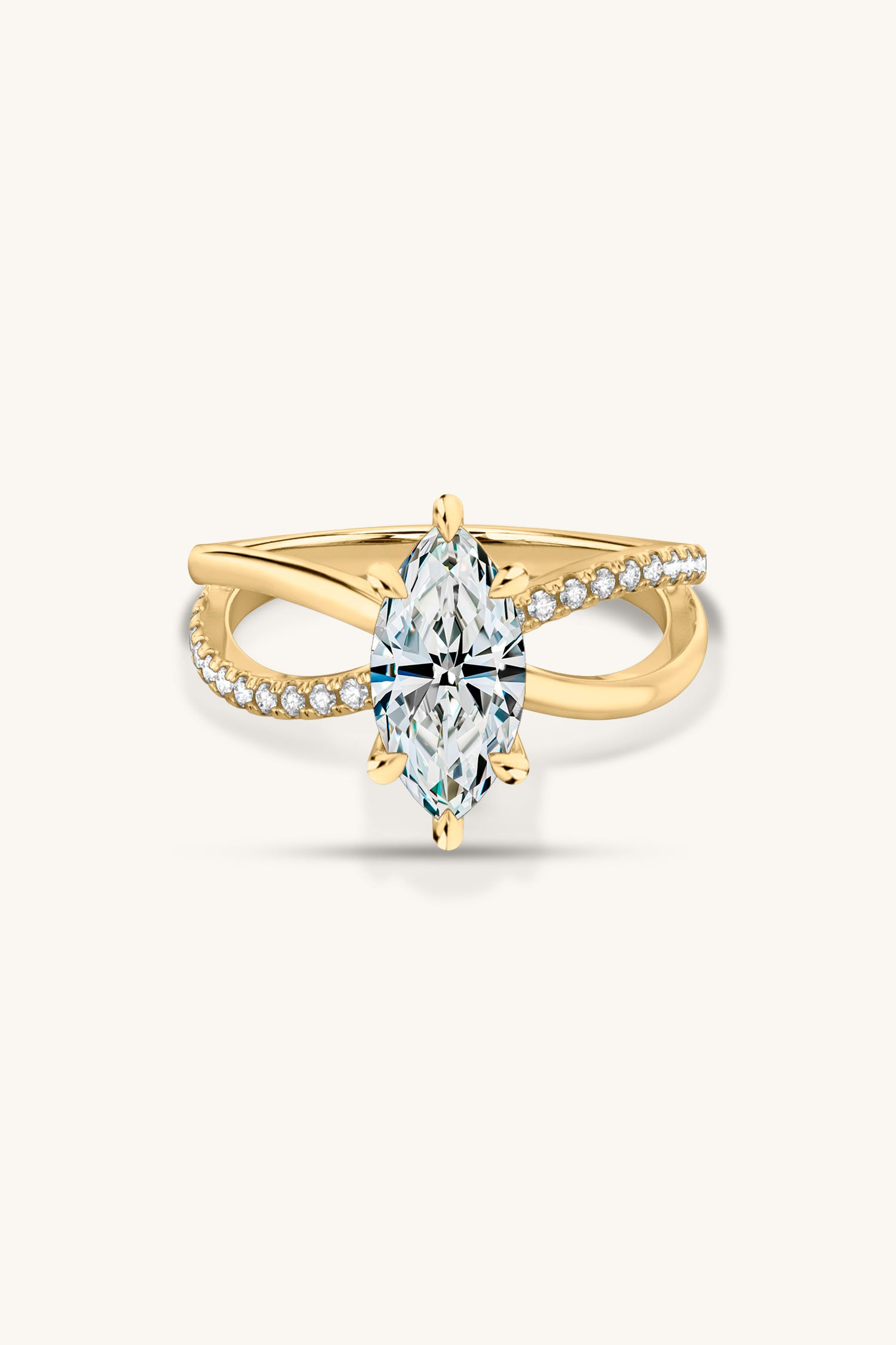 Luisa Marquise Solitaire Pavé Ring