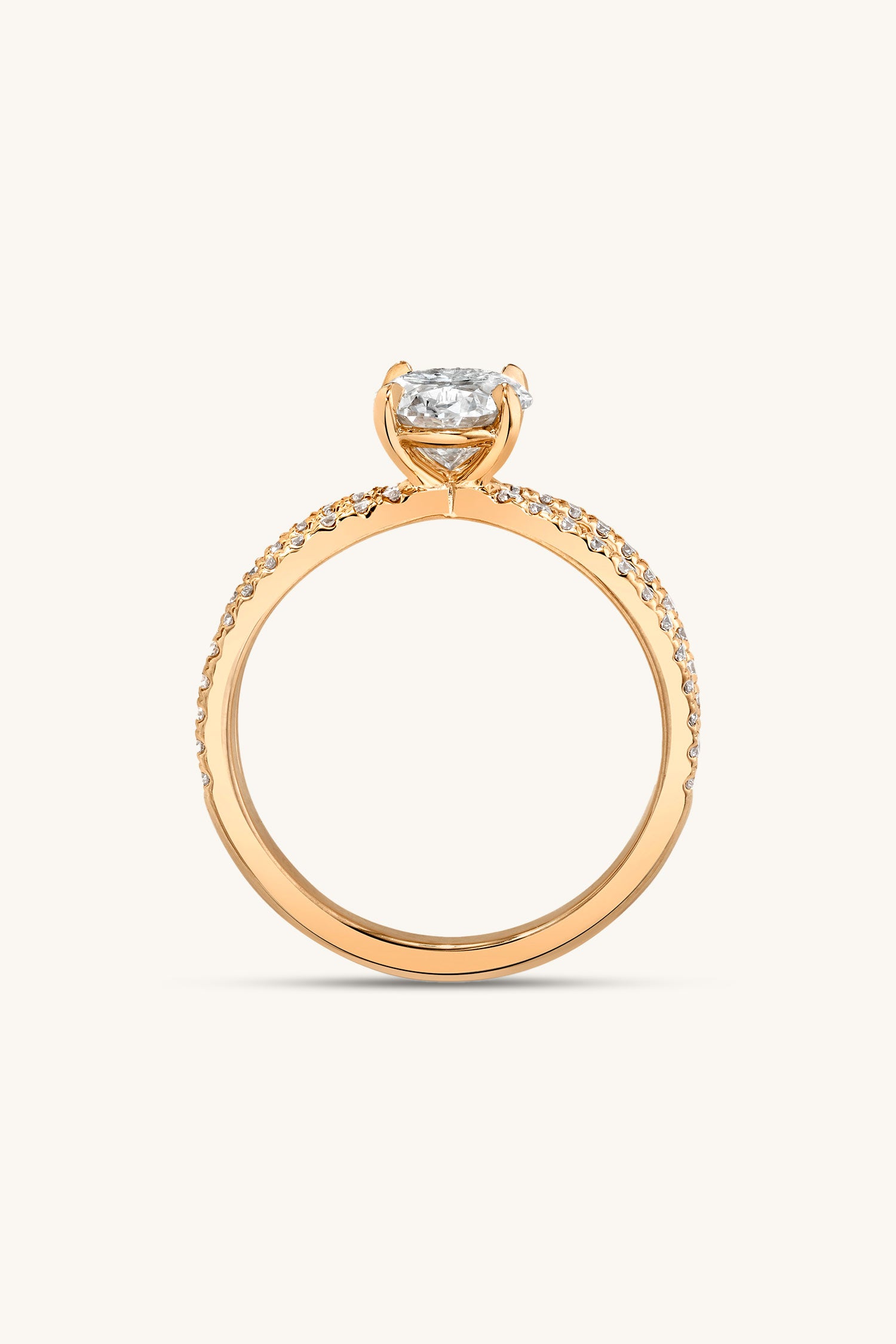 Luisa Oval Solitaire Double Pavé Ring