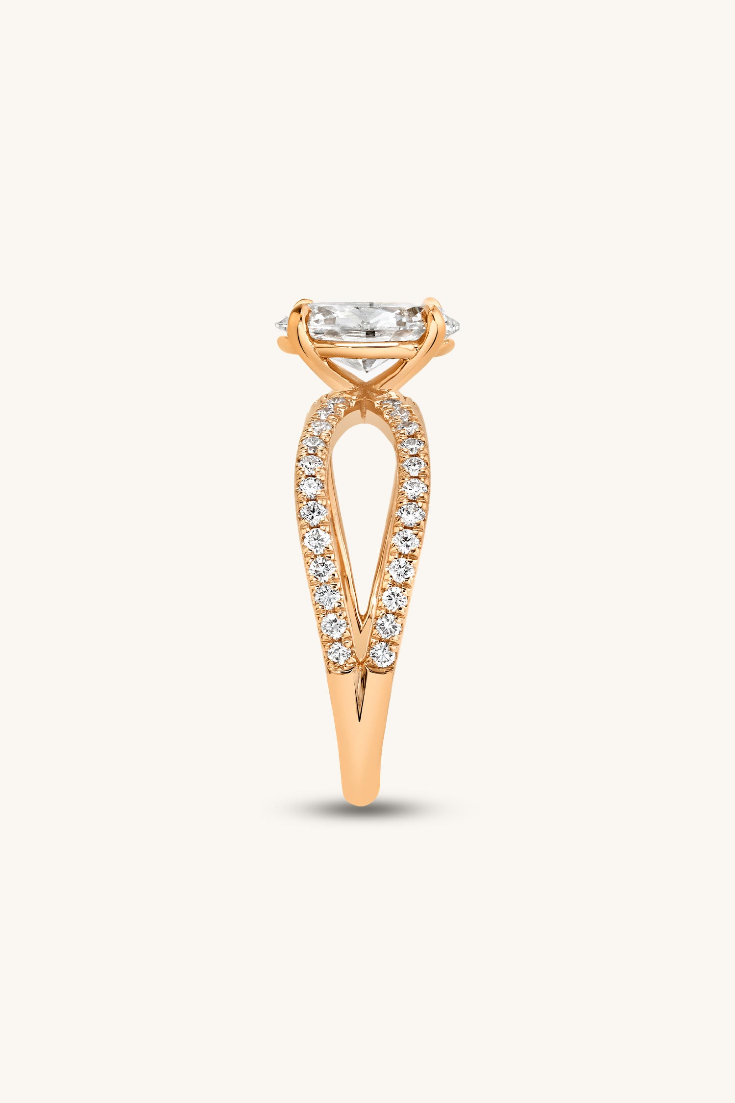 Luisa Oval Solitaire Double Pavé Ring