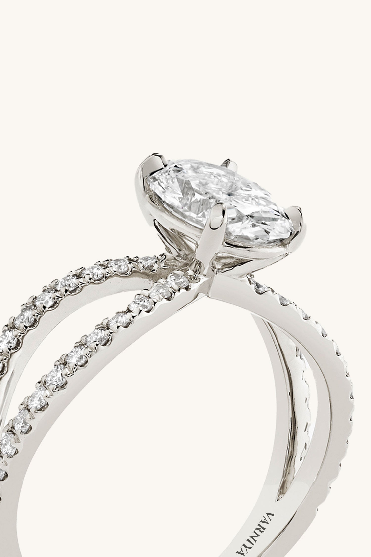 Luisa Oval Solitaire Double Pavé Ring