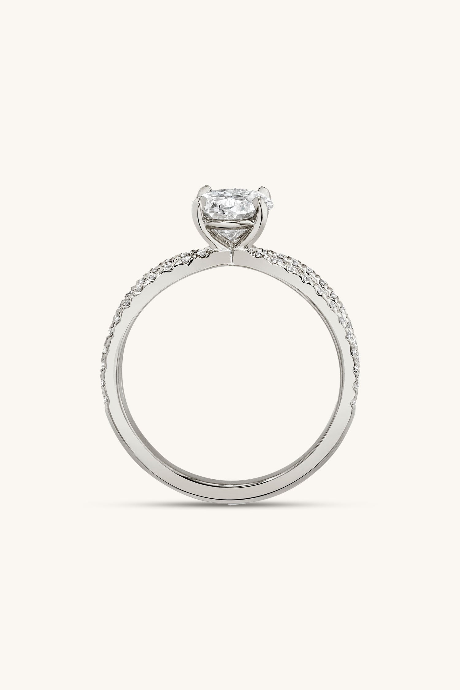 Luisa Oval Solitaire Double Pavé Ring