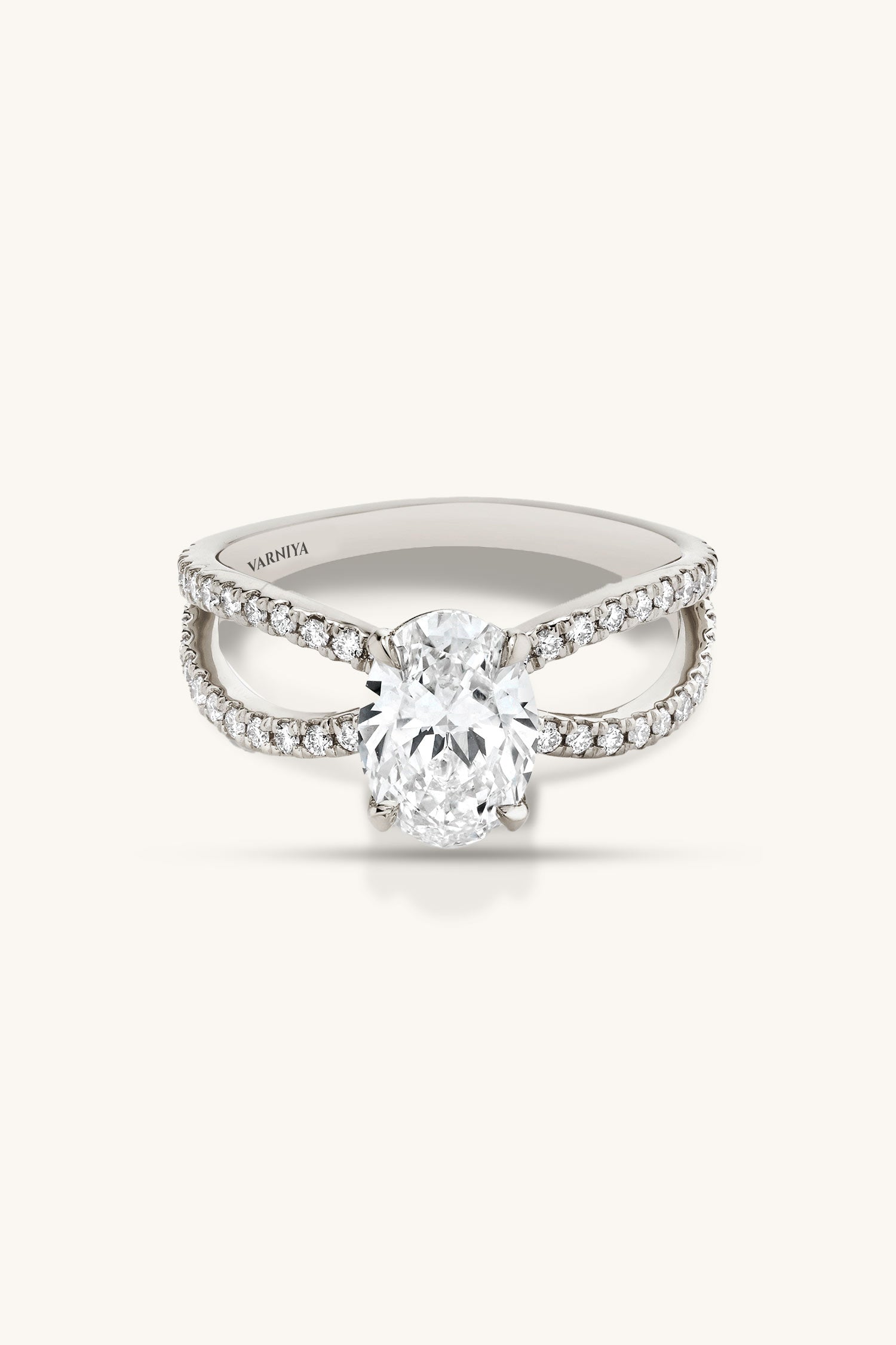 Luisa Oval Solitaire Double Pavé Ring