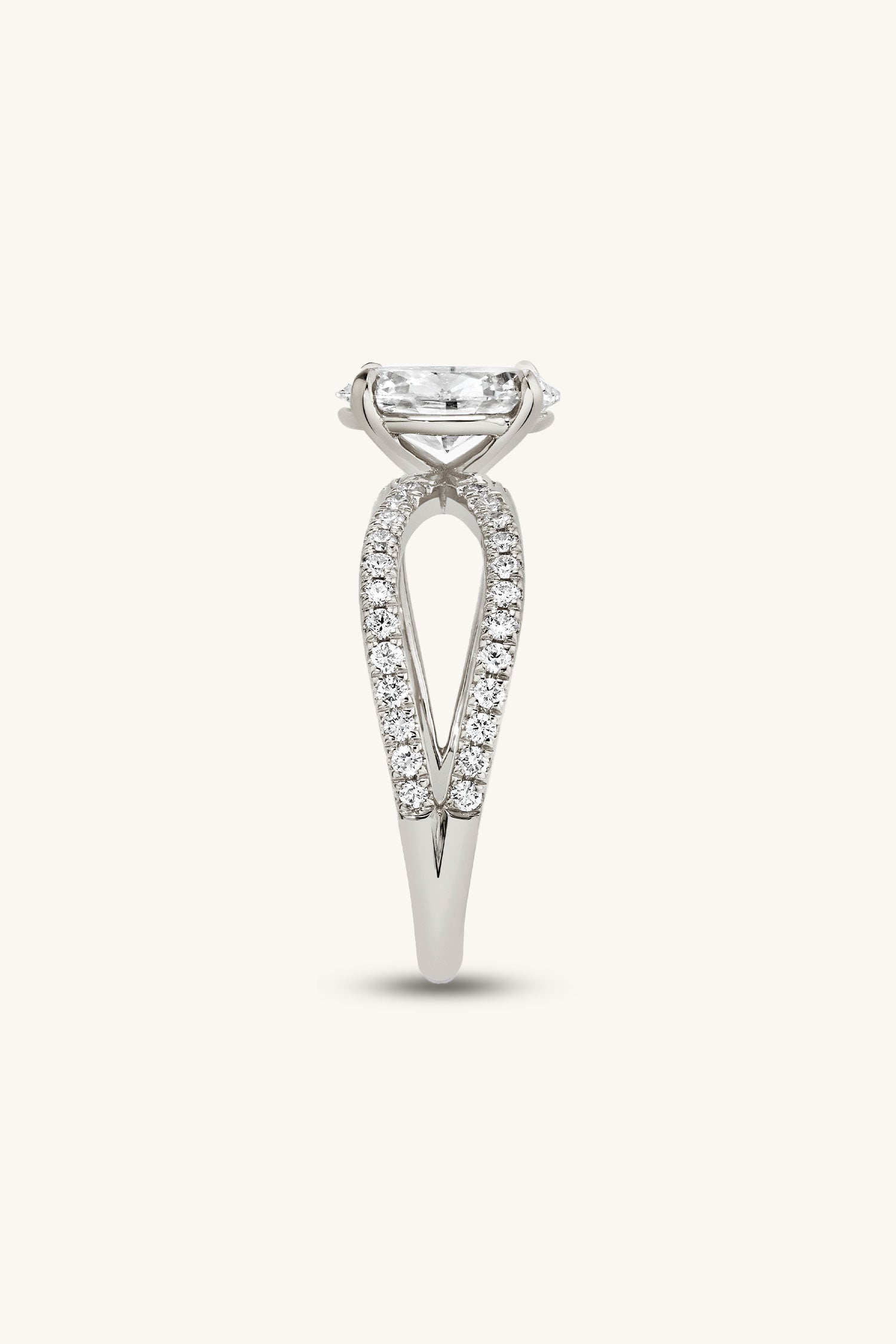 Luisa Oval Solitaire Double Pavé Ring