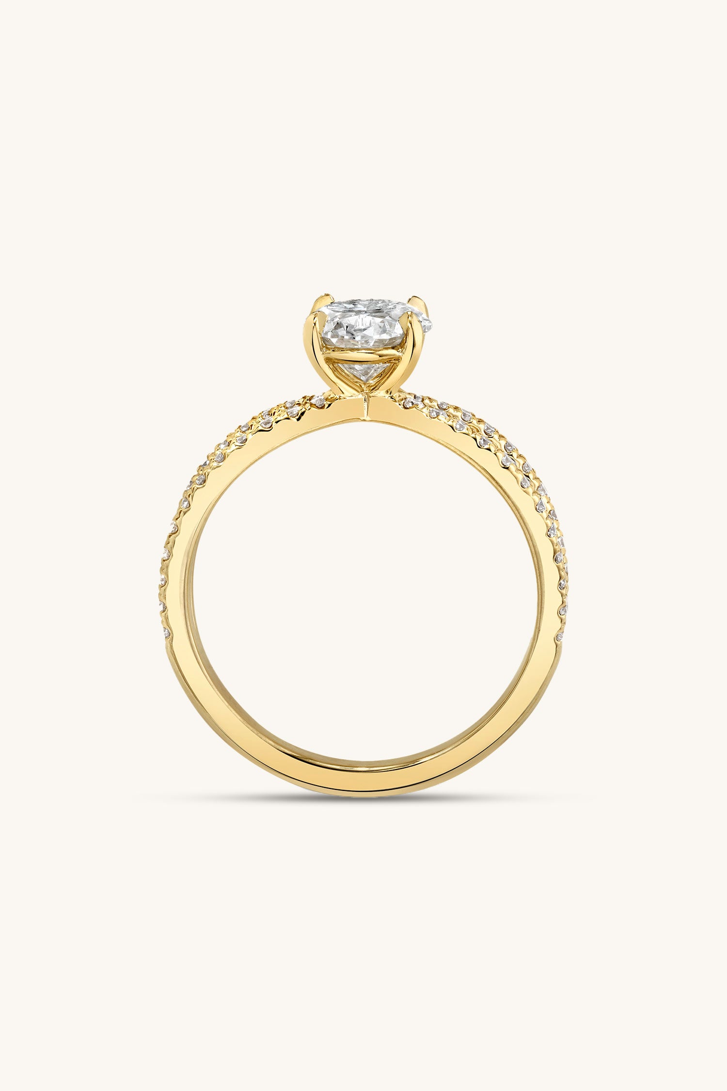 Luisa Oval Solitaire Double Pavé Ring