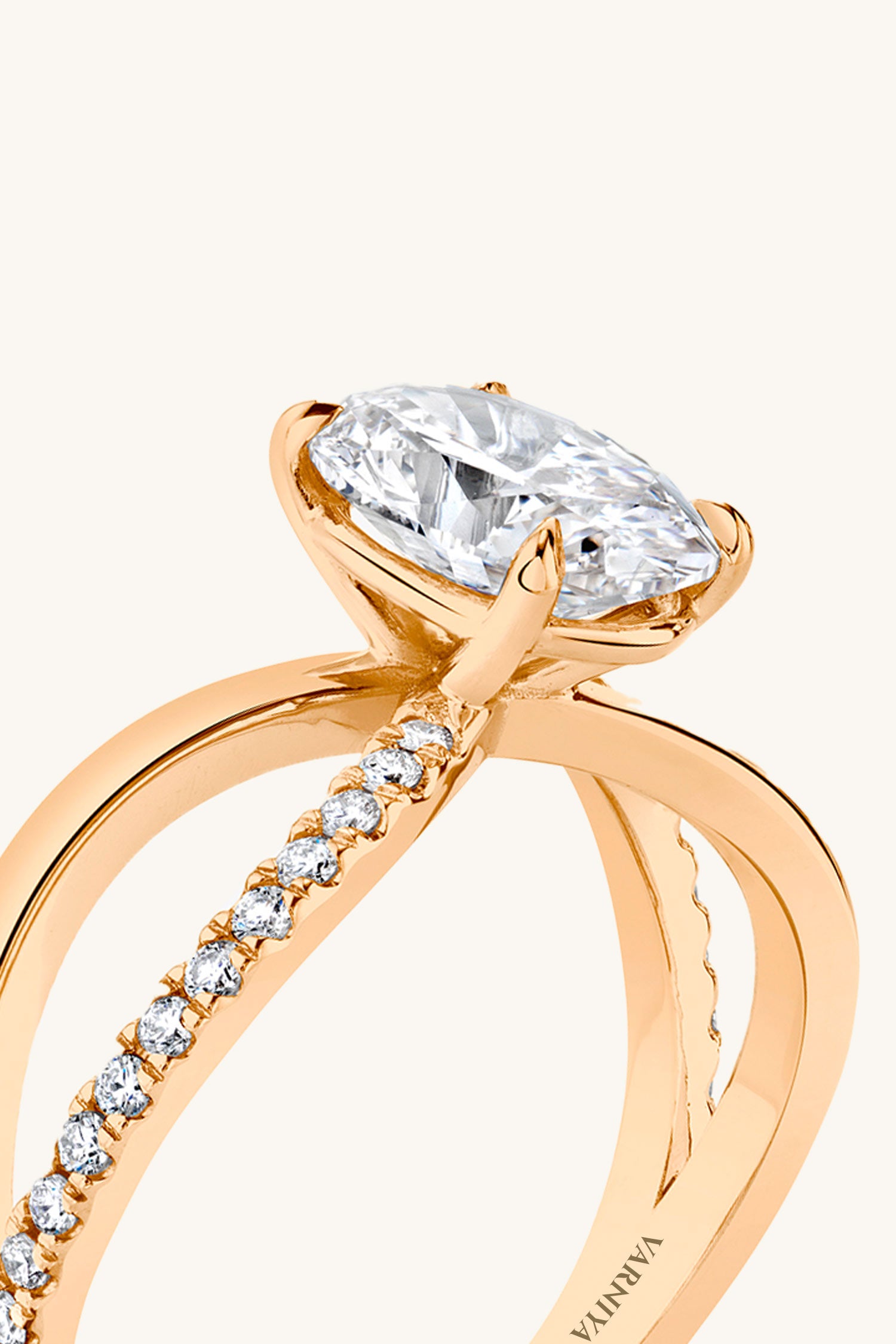 Luisa Oval Solitaire Pavé Ring