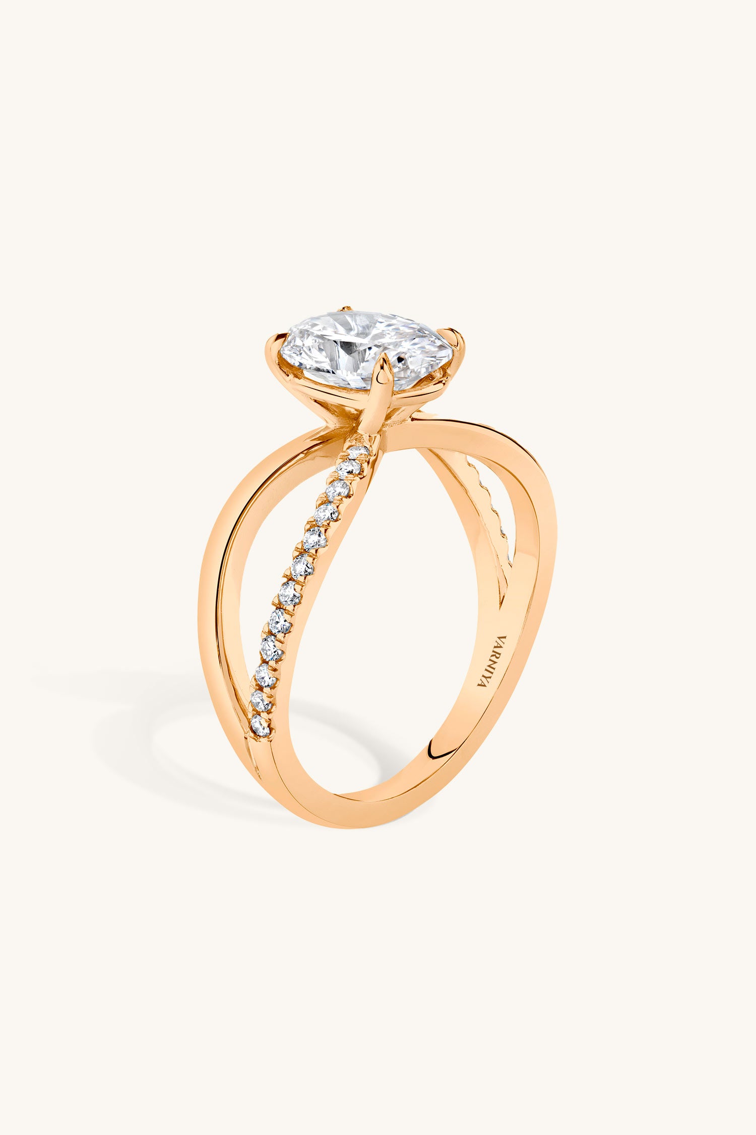 Luisa Oval Solitaire Pavé Ring