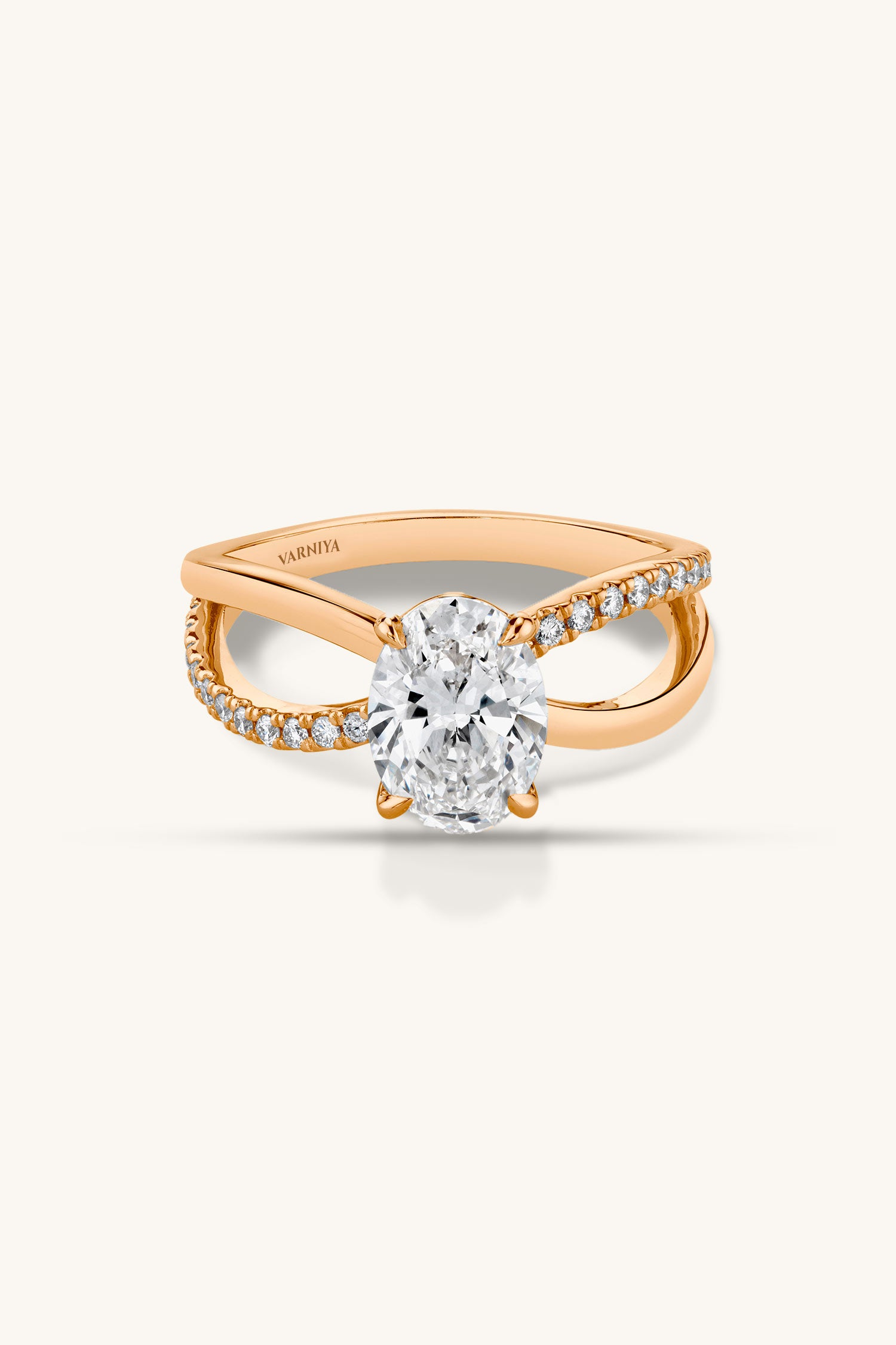 Luisa Oval Solitaire Pavé Ring