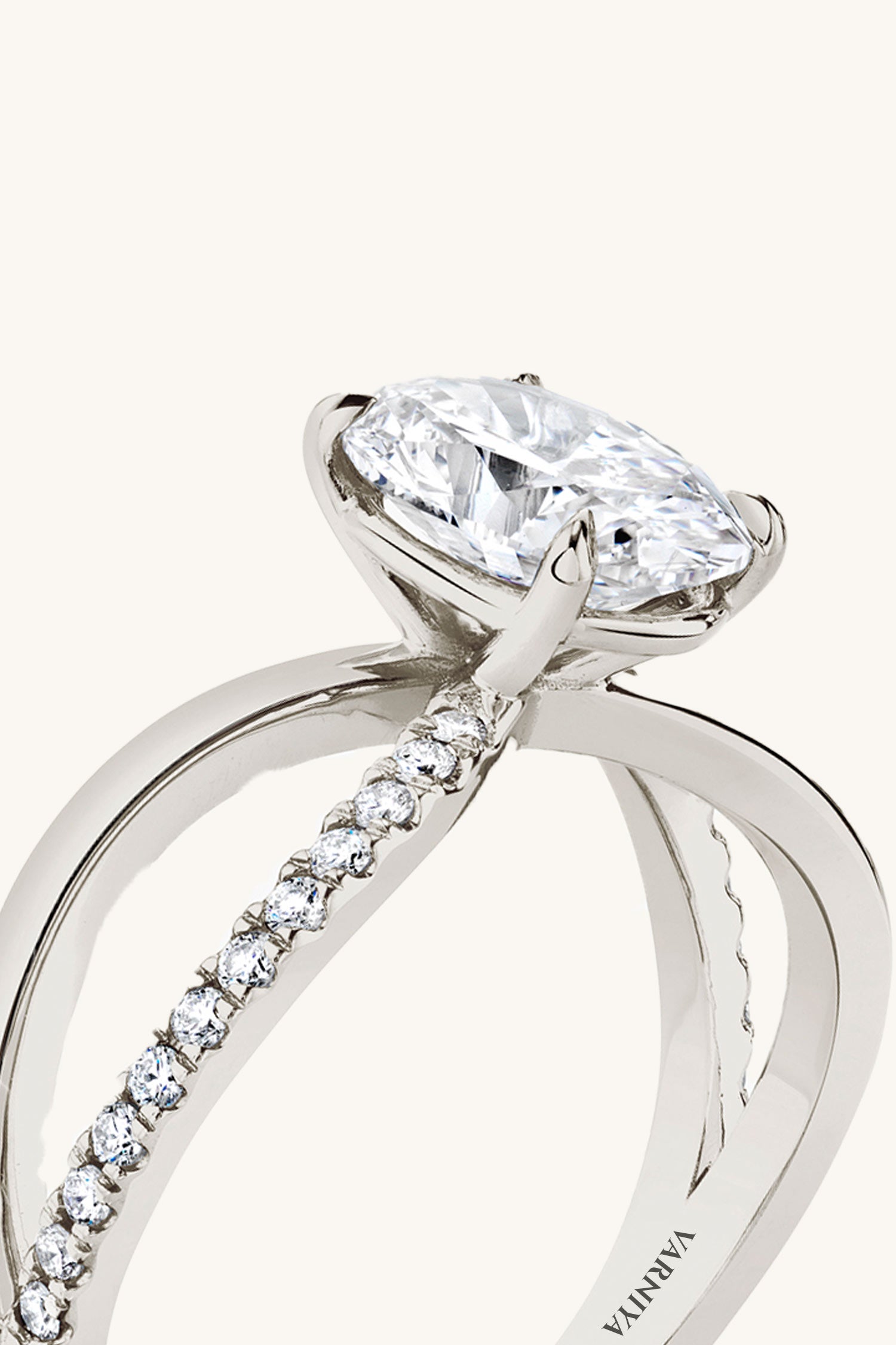 Luisa Oval Solitaire Pavé Ring