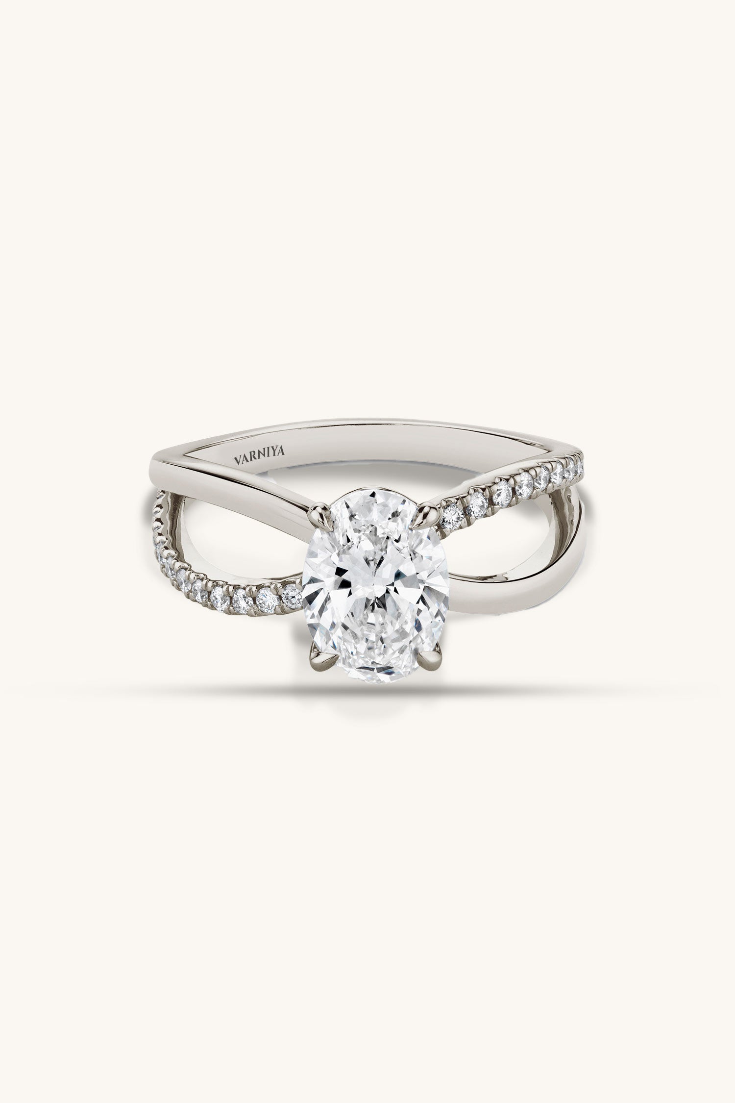 Luisa Oval Solitaire Pavé Ring