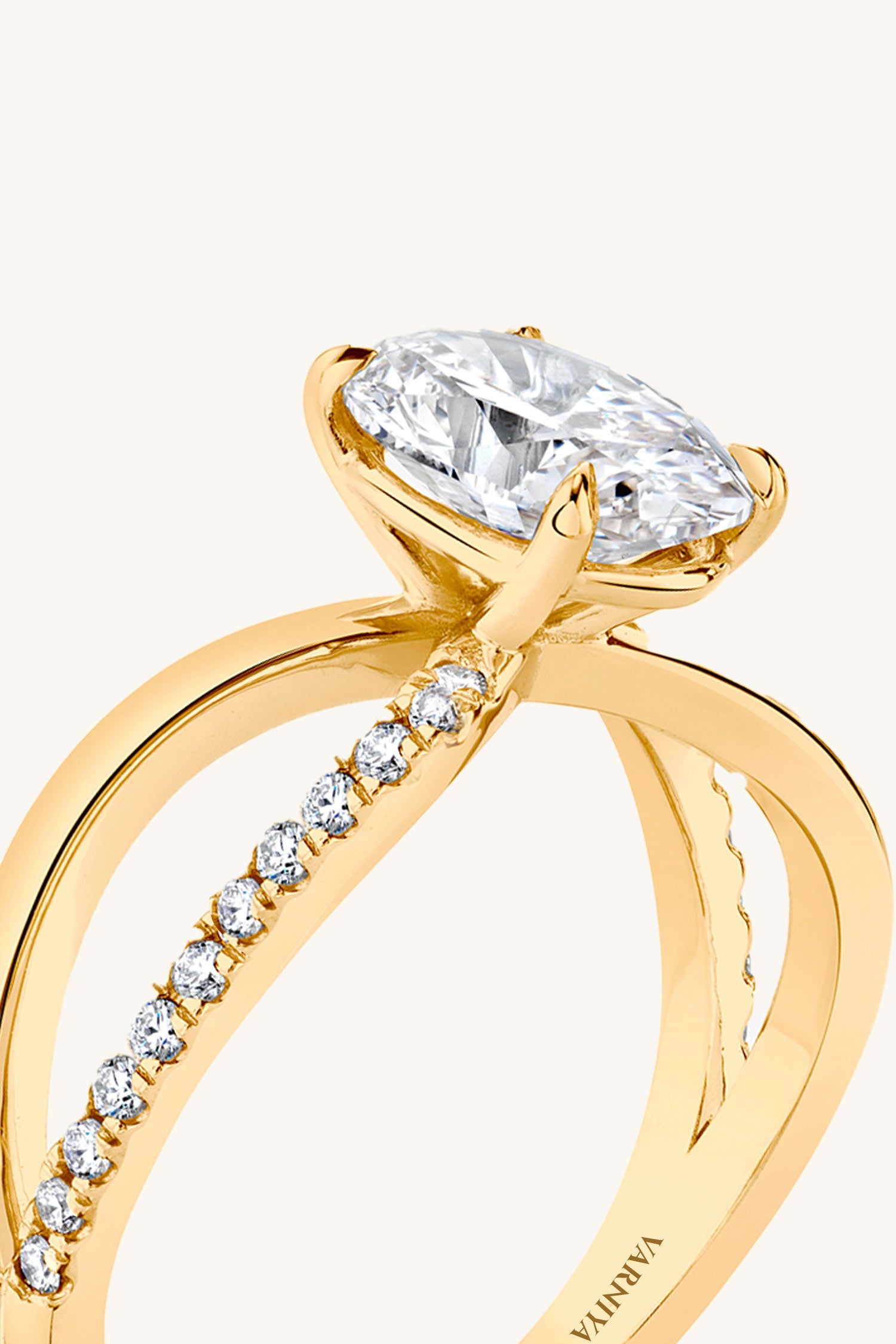 Luisa Oval Solitaire Pavé Ring