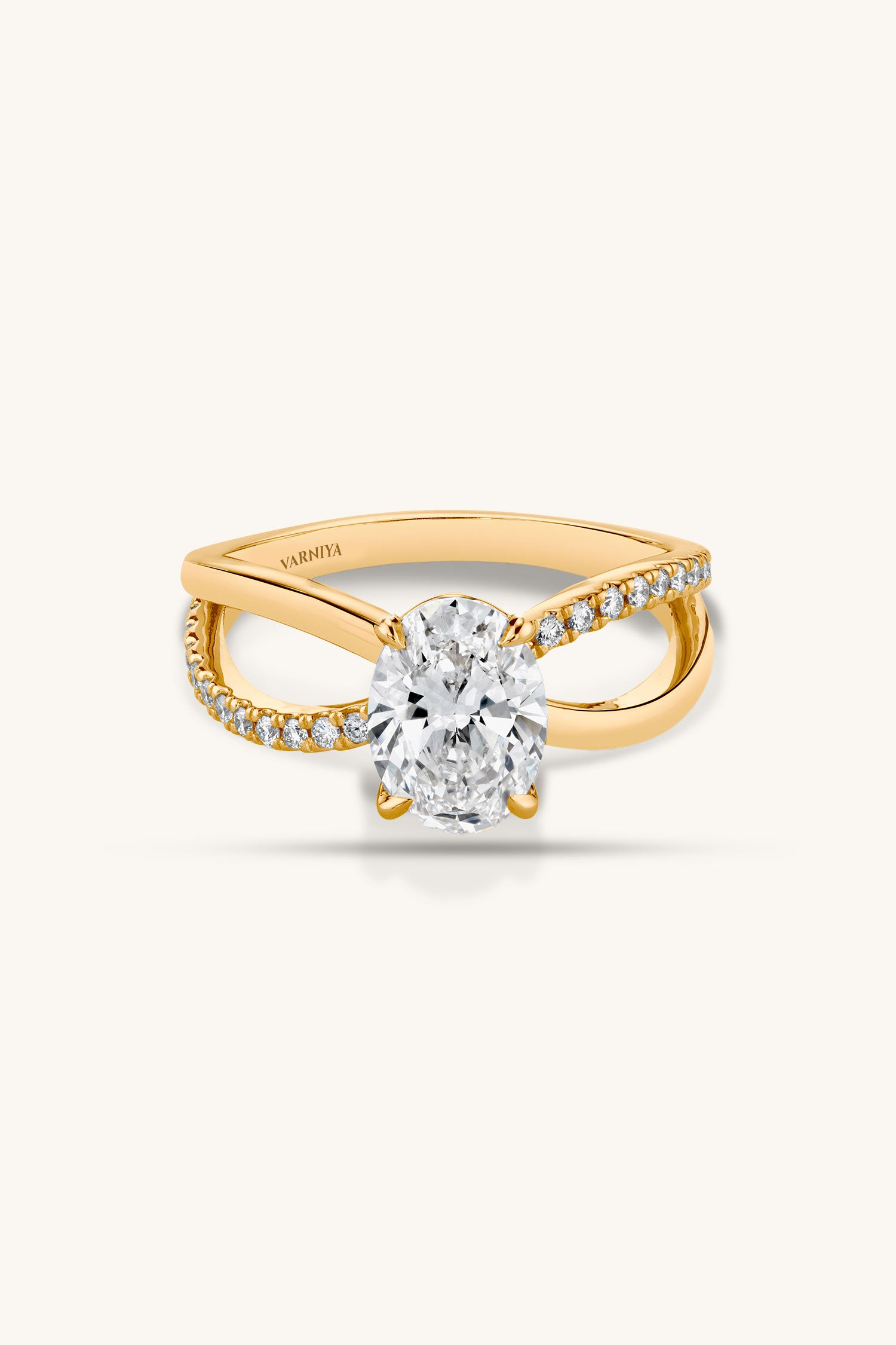 Luisa Oval Solitaire Pavé Ring