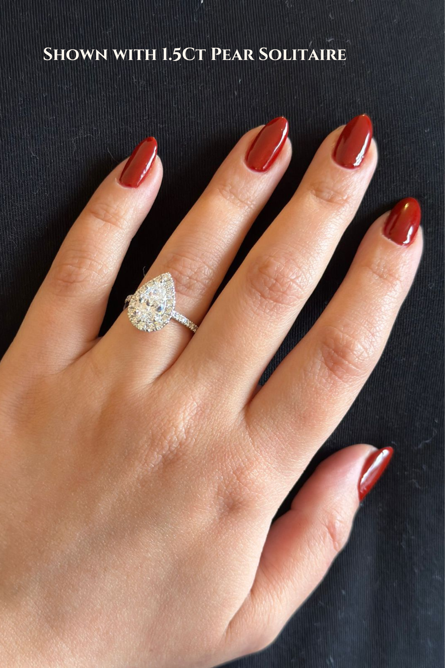 Angelica Classic Halo with a 1 Ct Pear Solitaire Pavé Ring