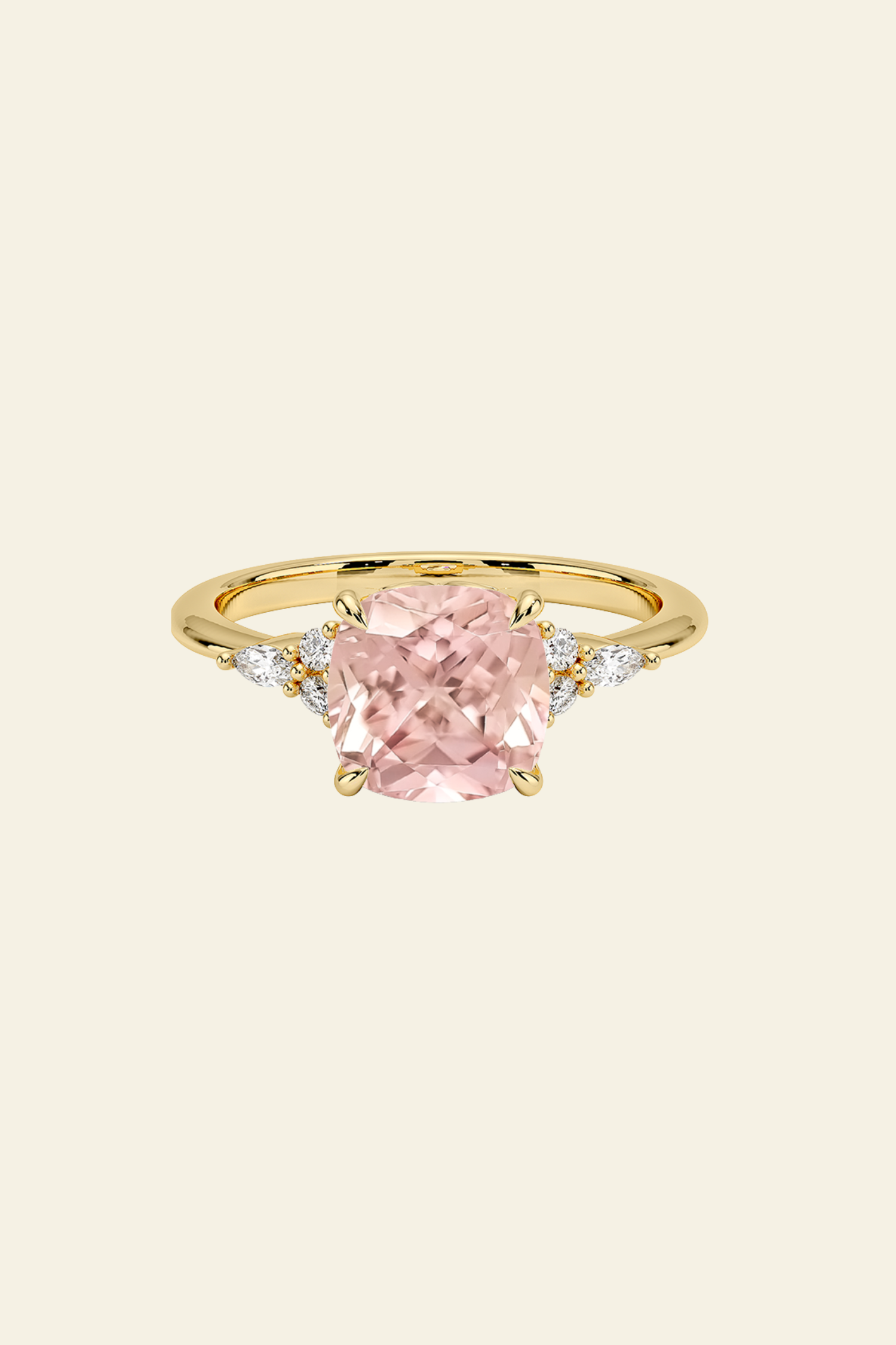 Rosalie Pink Cushion Solitaire Ring