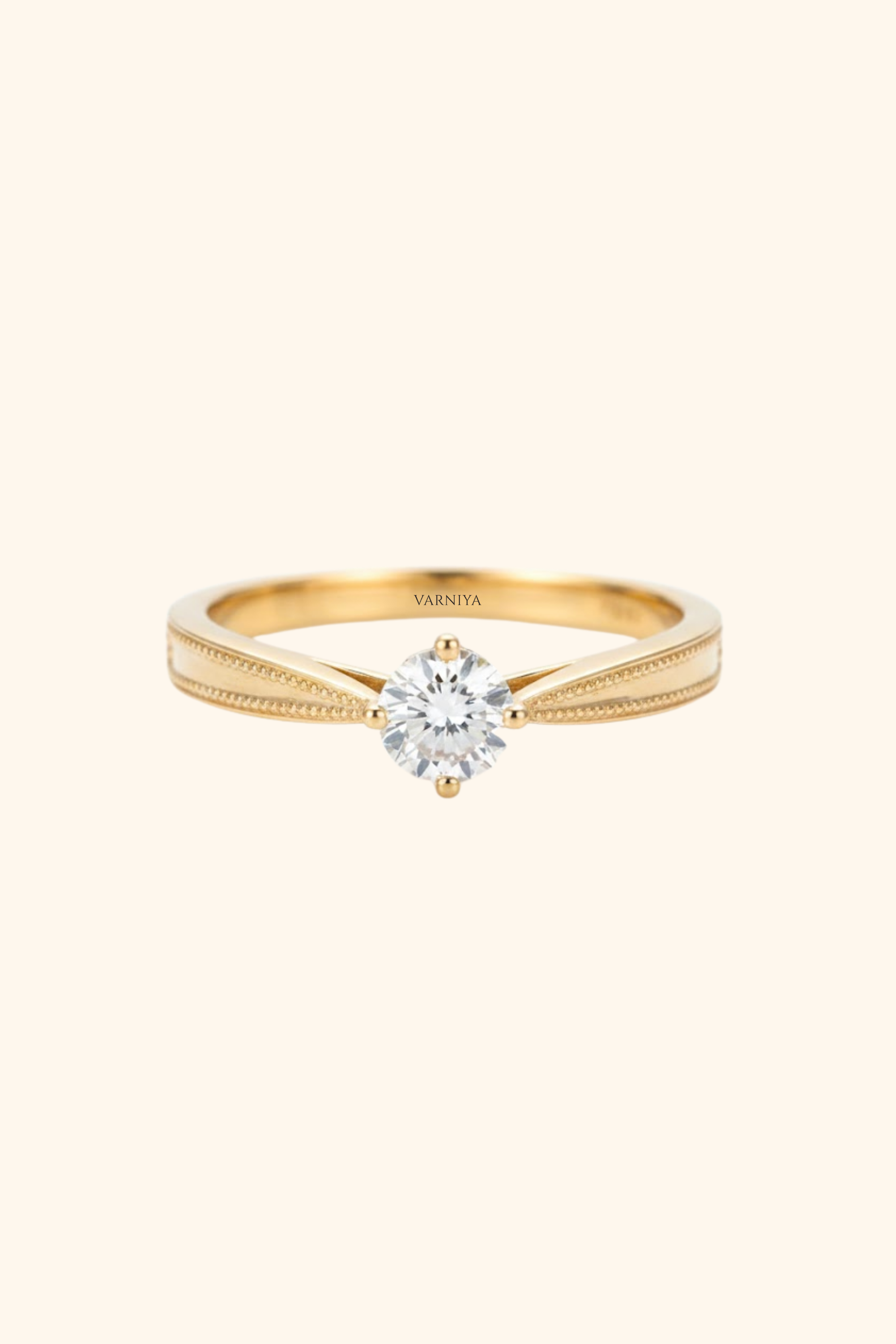 Aimee Round Brilliant Milgrain Ring