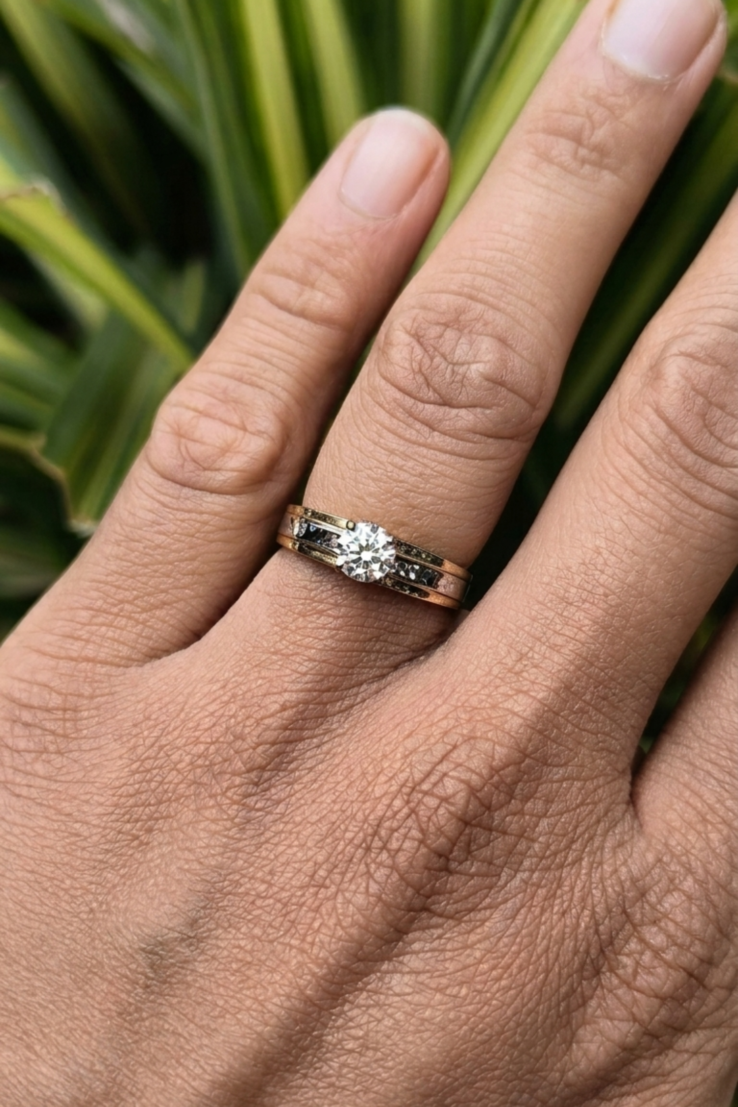 0.78 Ct 4 Prong Echelon Men's Dual-tone Band with a Round Solitaire in Ring Size 20