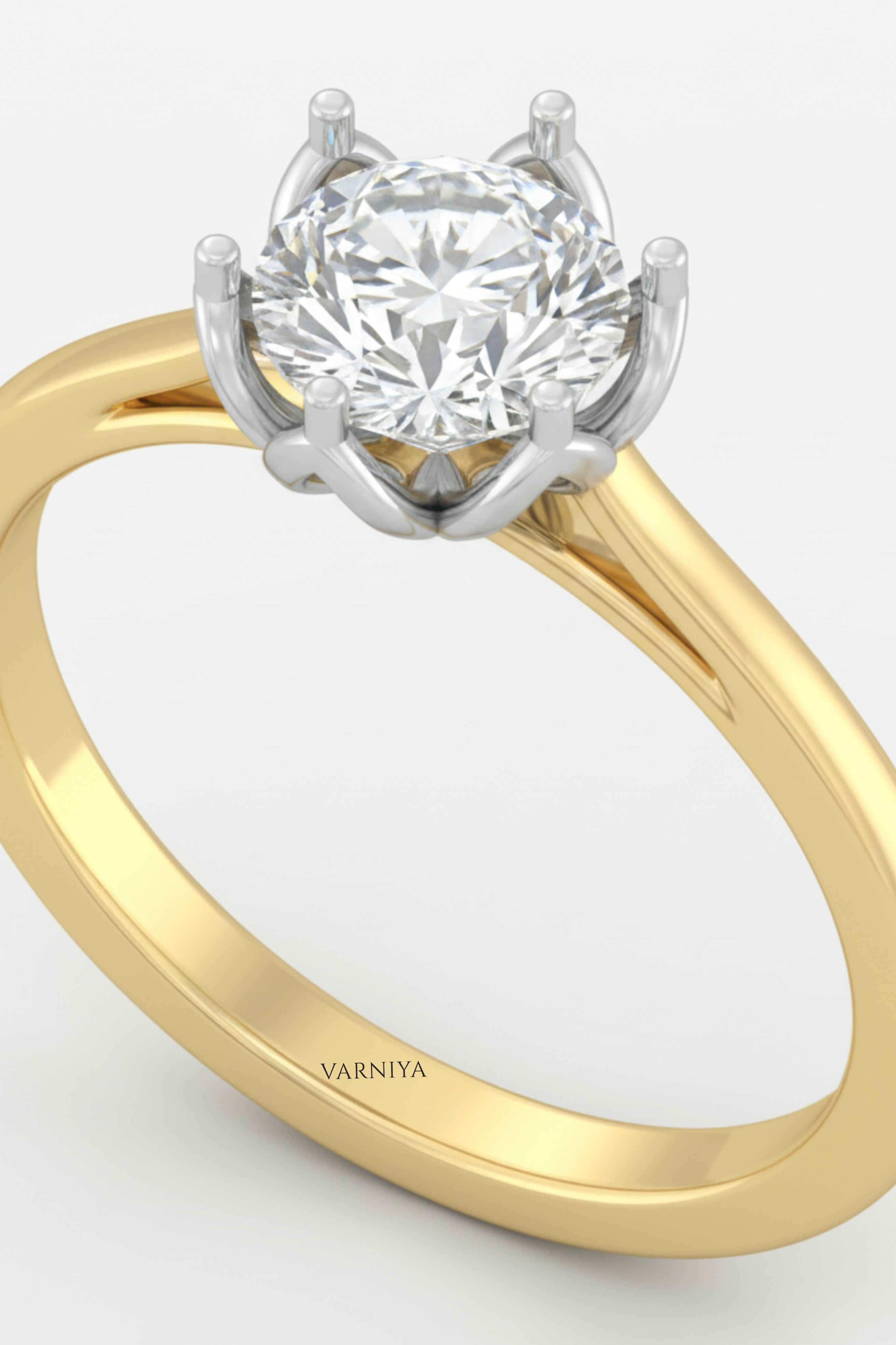 Dual-Tone Tulip Solitaire Engagement Ring