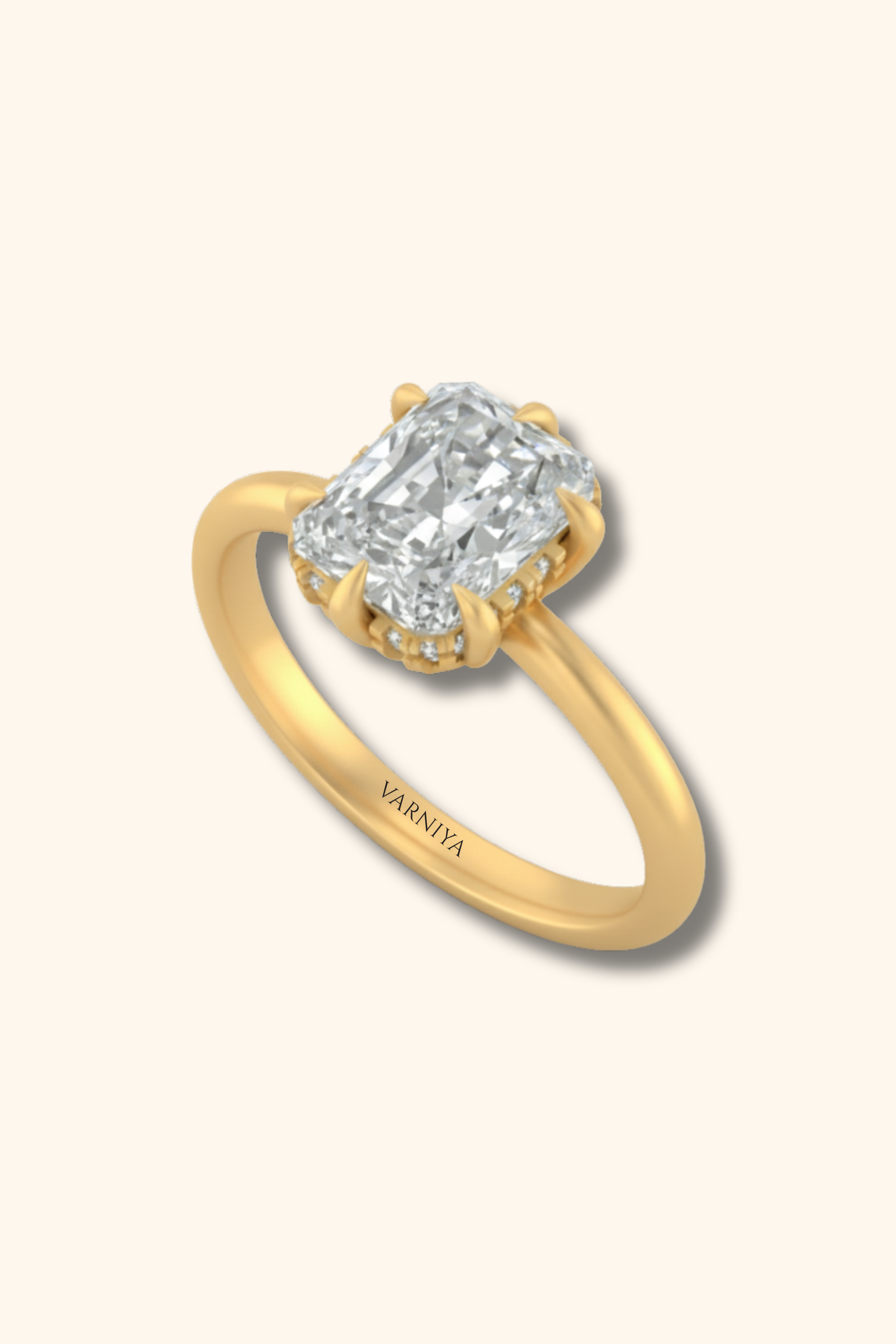 The Claridade 1.26 Carat Elongated Cushion Solitaire with Hidden Halo