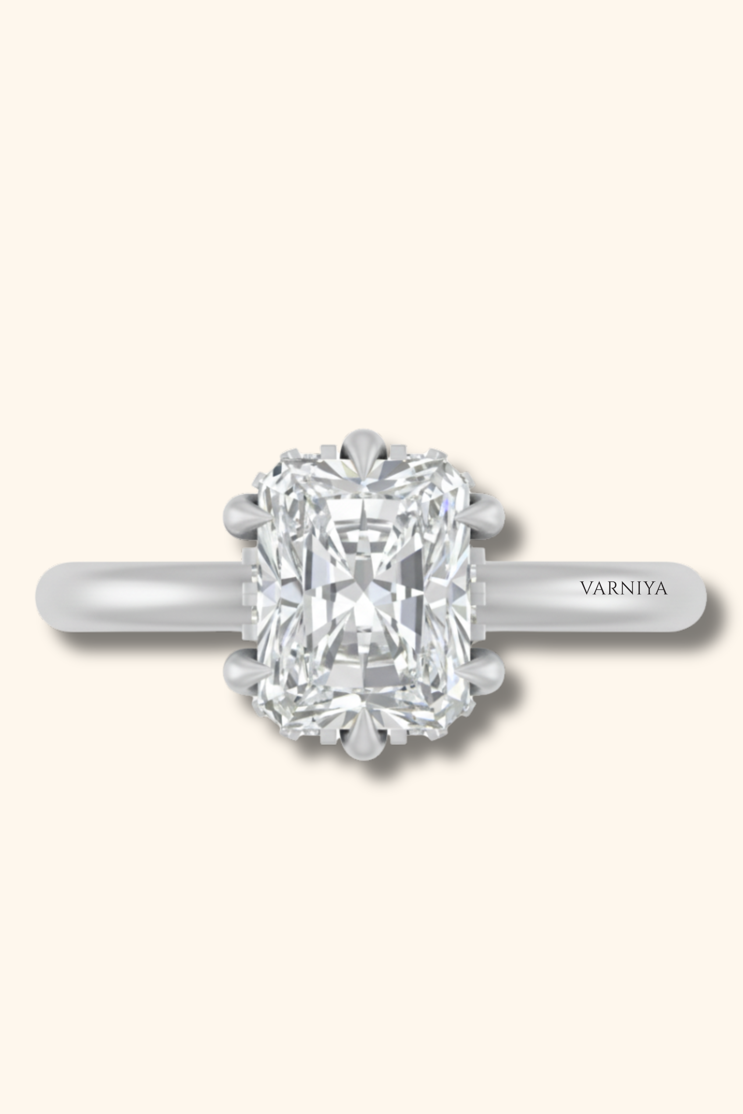 The Claridade 1.26 Carat Elongated Cushion Solitaire with Hidden Halo