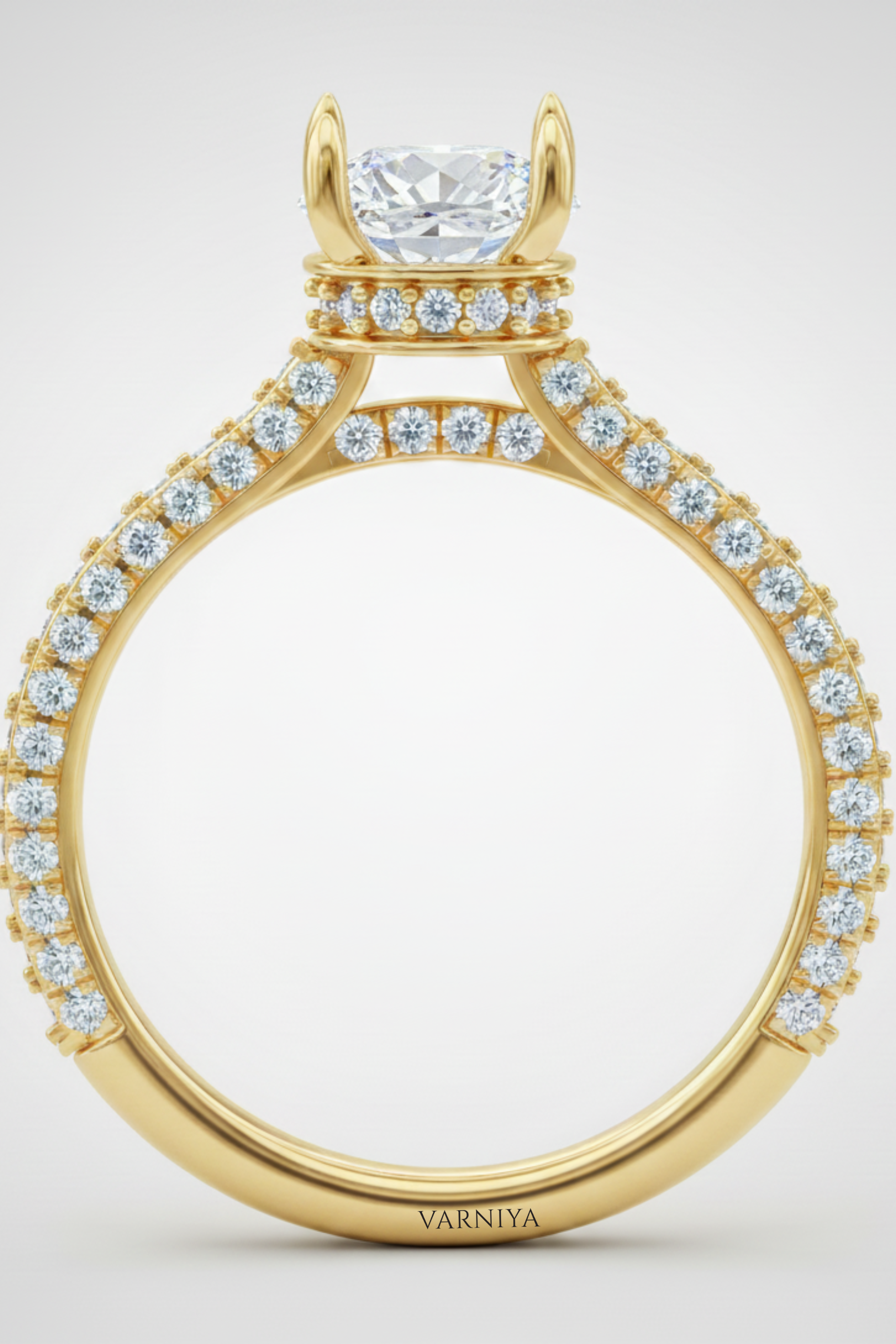 The Regal Round Brilliant Solitaire Pavé Ring