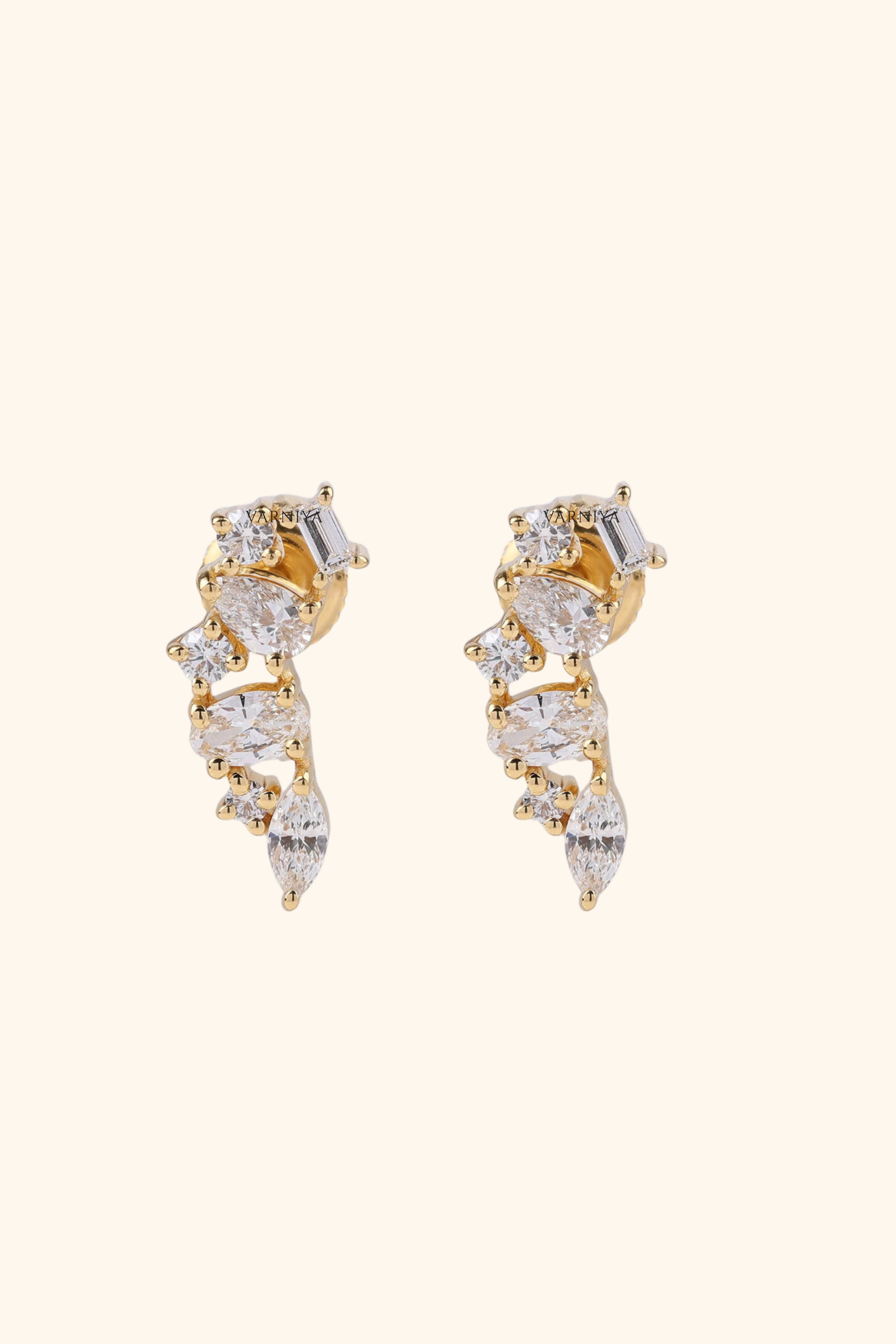 18K Gold Plated Anya Mixed Cut Earrings