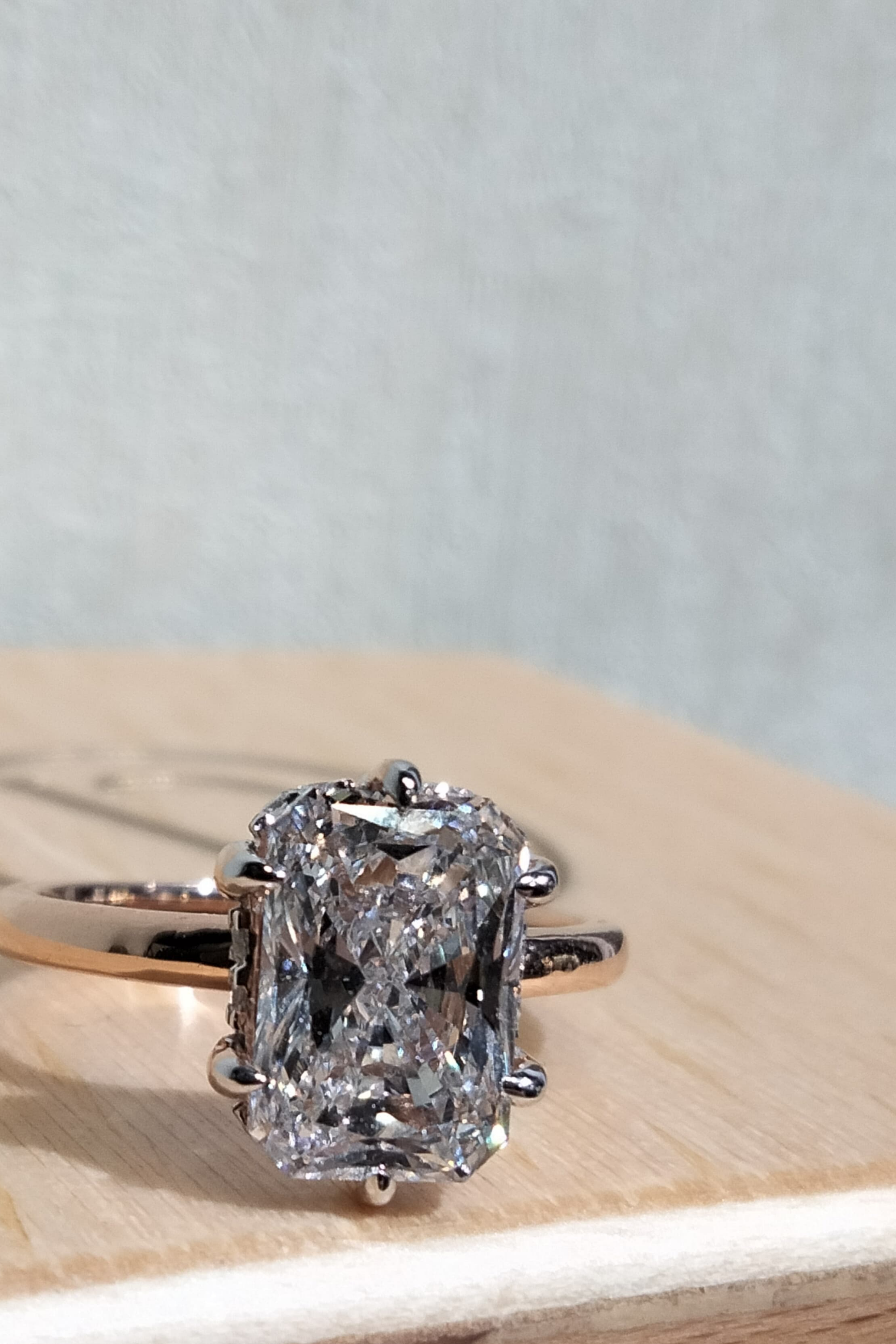The Claridade 1.26 Carat Elongated Cushion Solitaire with Hidden Halo