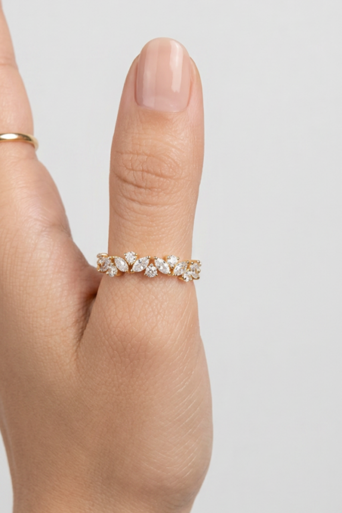Lili Marquise and Round Wedding Band in Ring Size 9