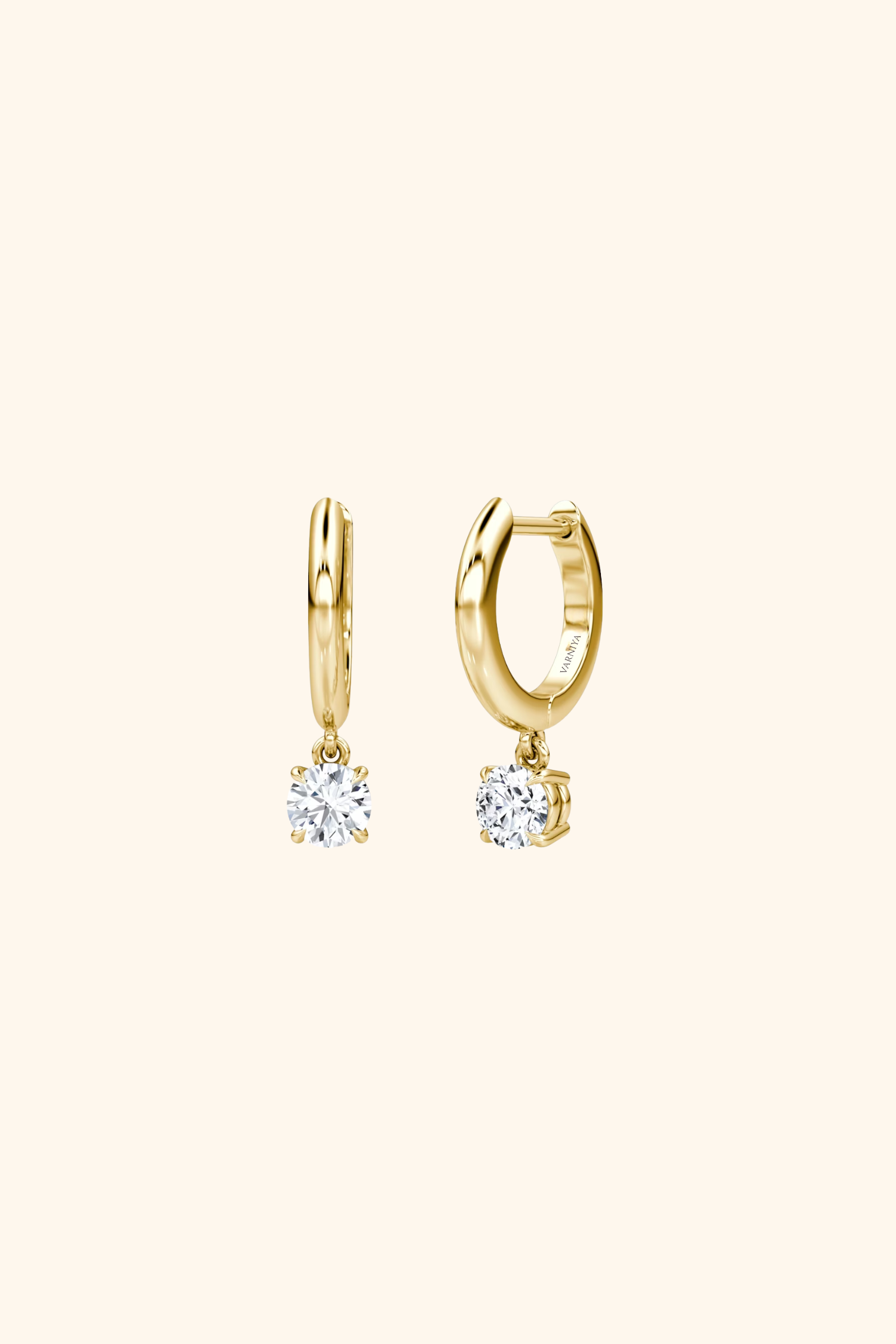 0.53Ct Round Brilliant Solitaire Drop Huggie Hoop