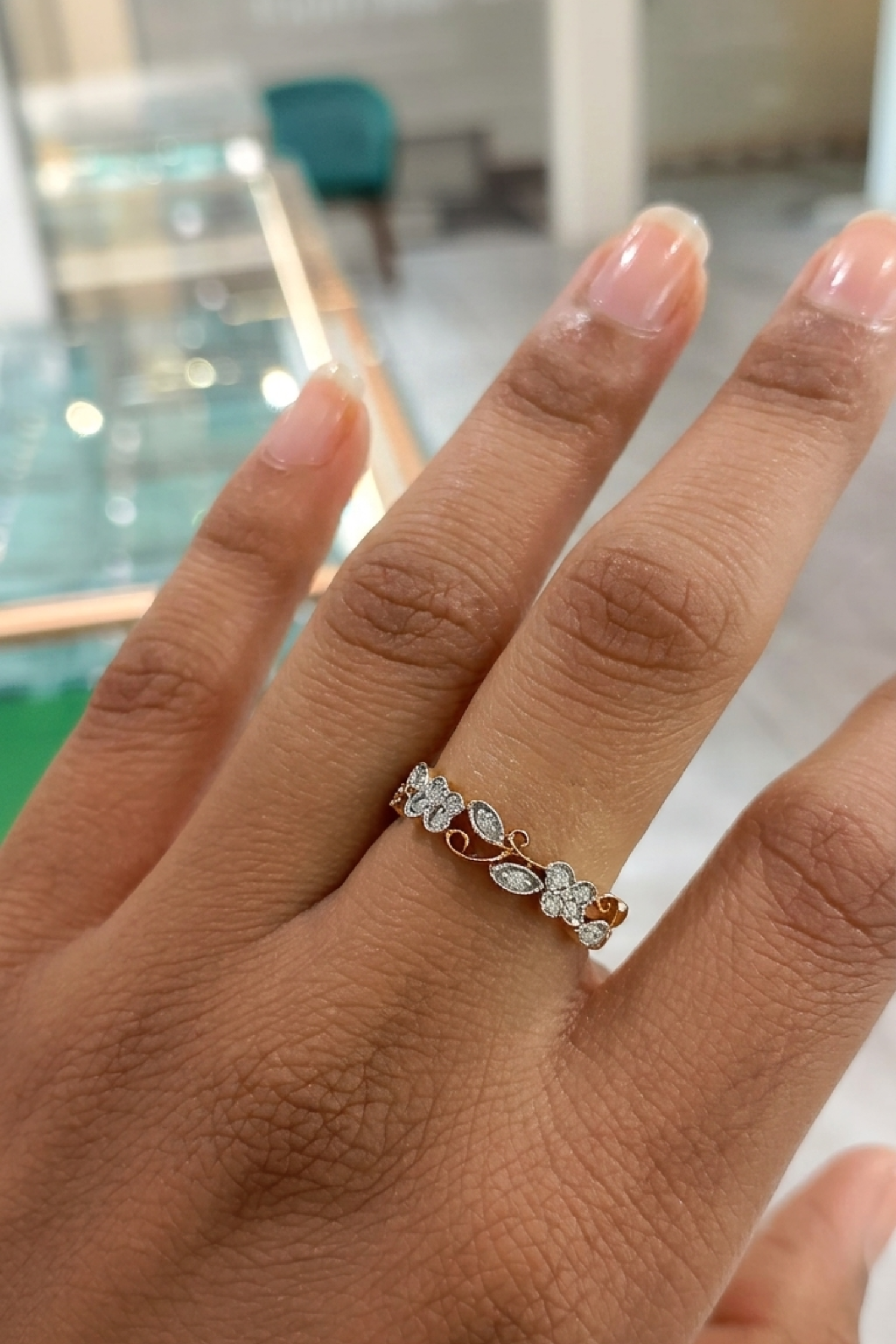 Floral Vine Wedding Band in Ring Size 12