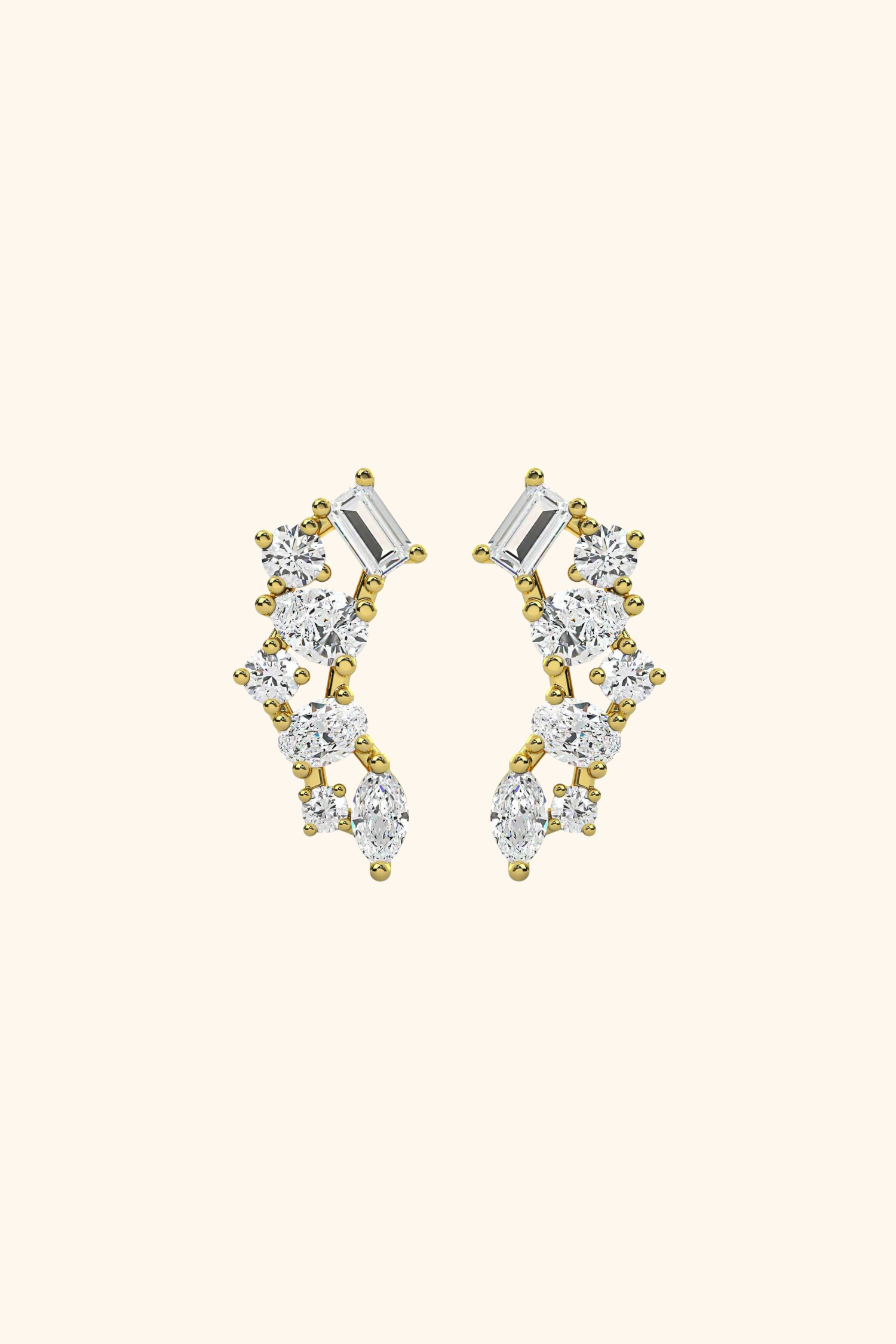 18K Gold Plated Anya Mixed Cut Earrings