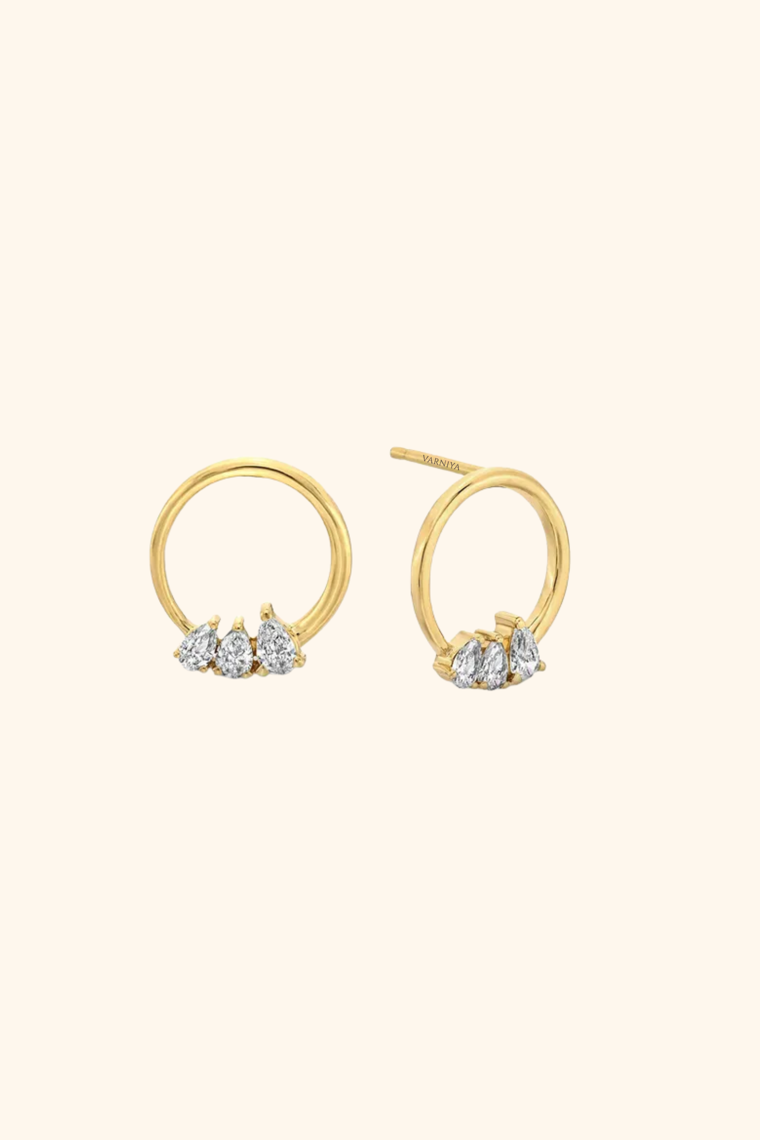 18KT Yellow Gold Three Pear Diamond Studs