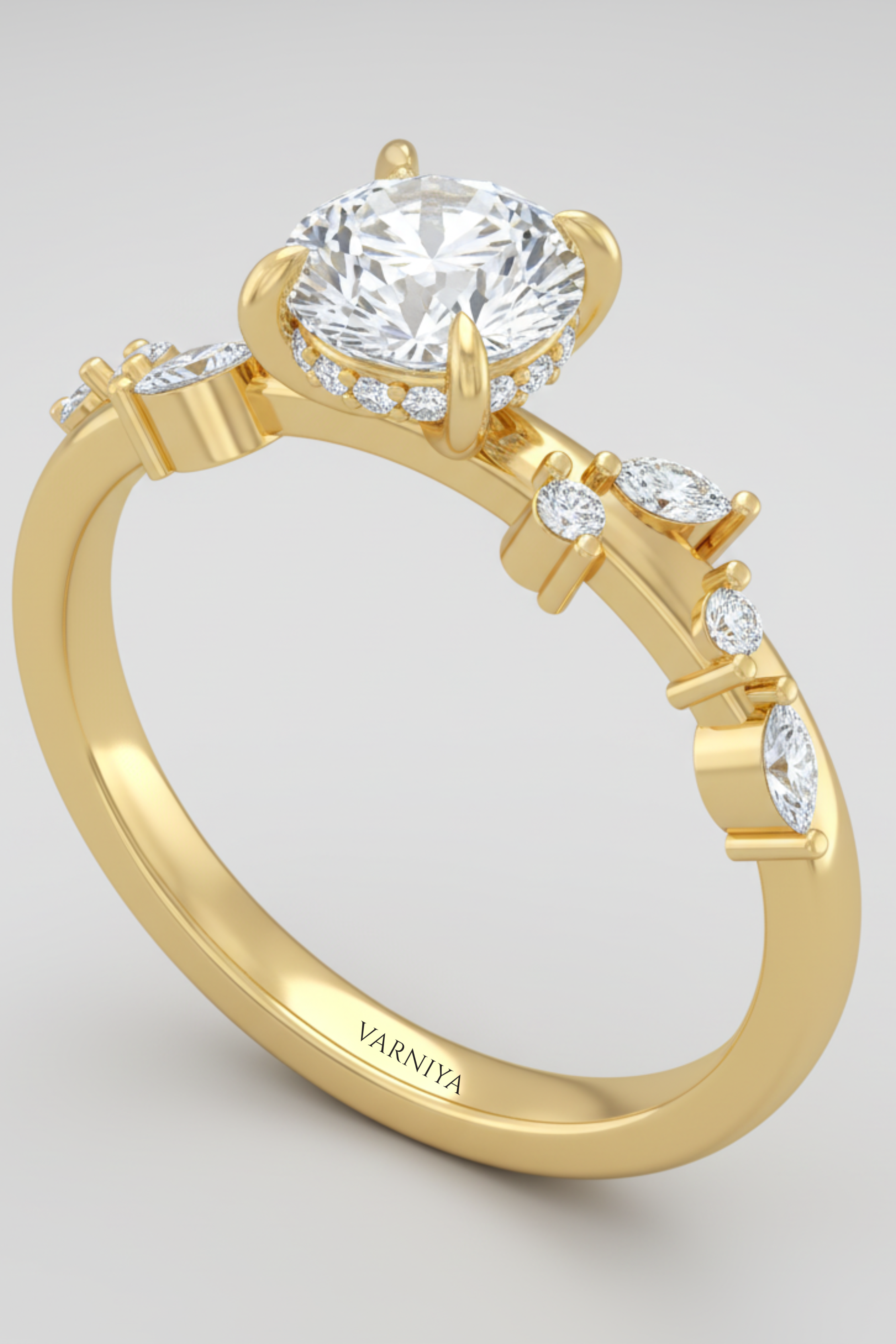 Florentina Round Brilliant Vine Ring