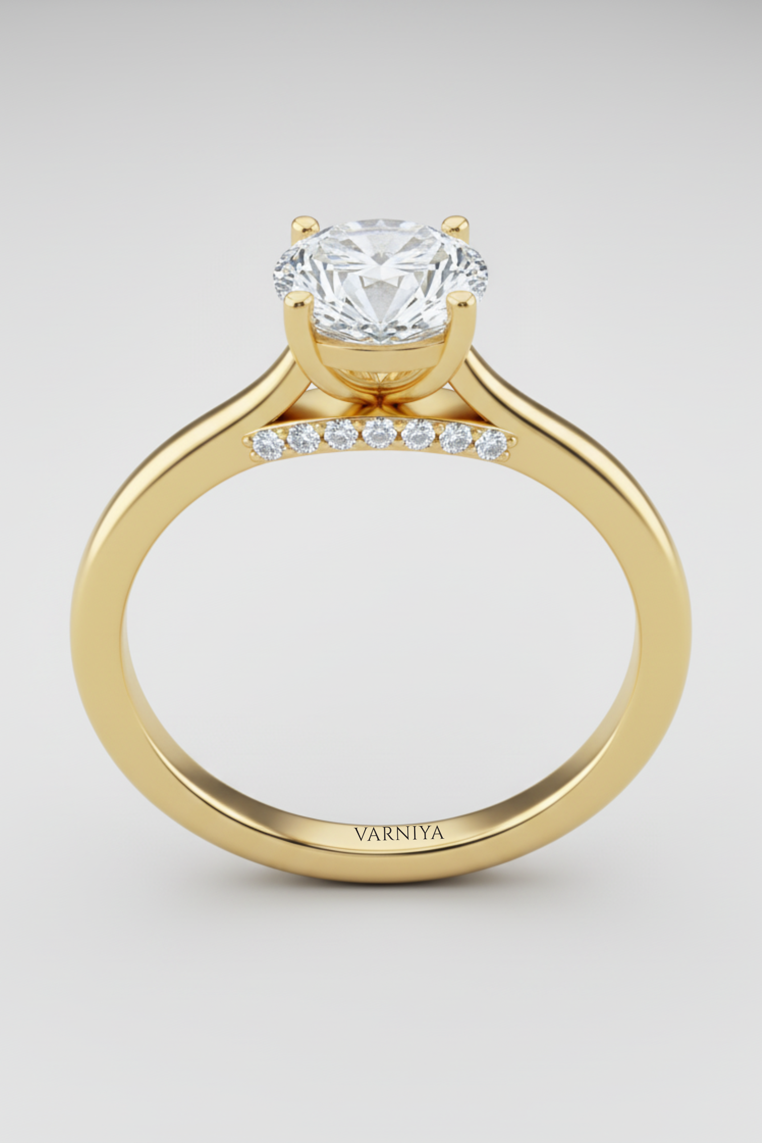 Halo Oval Cathedral Engagement Ring