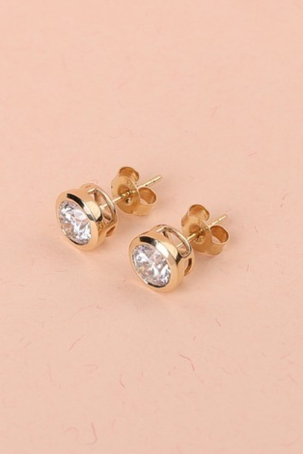 Classic Bezel Diamond Studs set with Round Solitaire