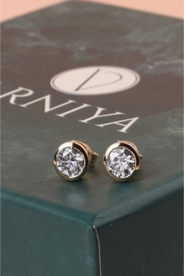 Classic Bezel Diamond Studs set with Round Solitaire