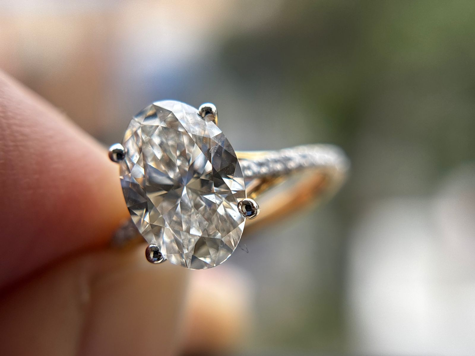 Valentina Pavé Ring with an Oval Solitaire