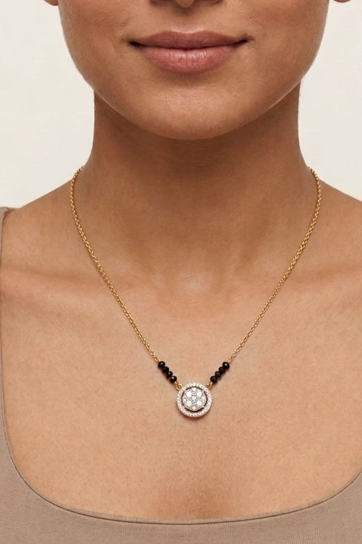 Classic Halo Round Brilliant Solitaire Mangalsutra