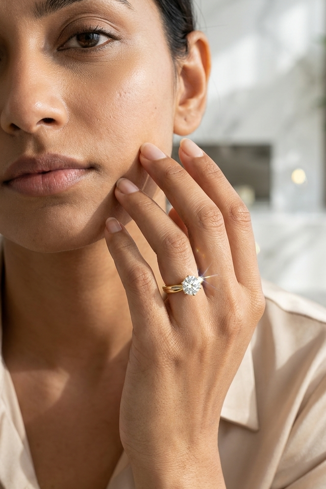 Esperanza Dual-tone Ring with a Round Best Solitaire